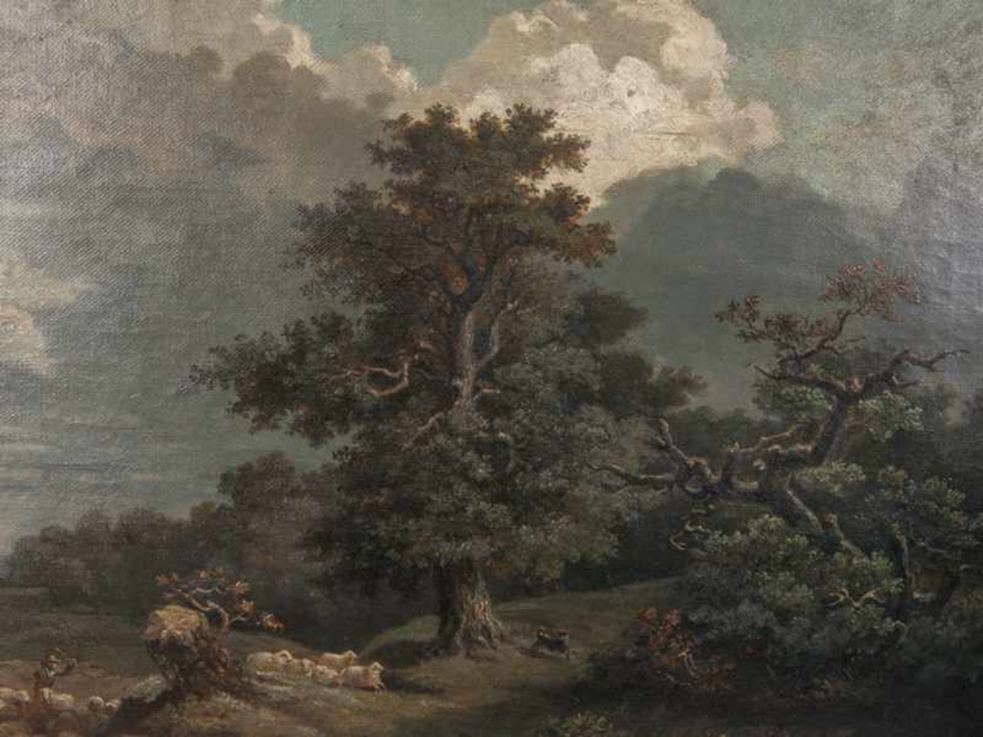 Kopist/ Monogrammist "CWE" nach Fragonard, 19. Jh. Öl auf Leinwand, "Pastorale Landschaft", 1888; - Bild 3 aus 5