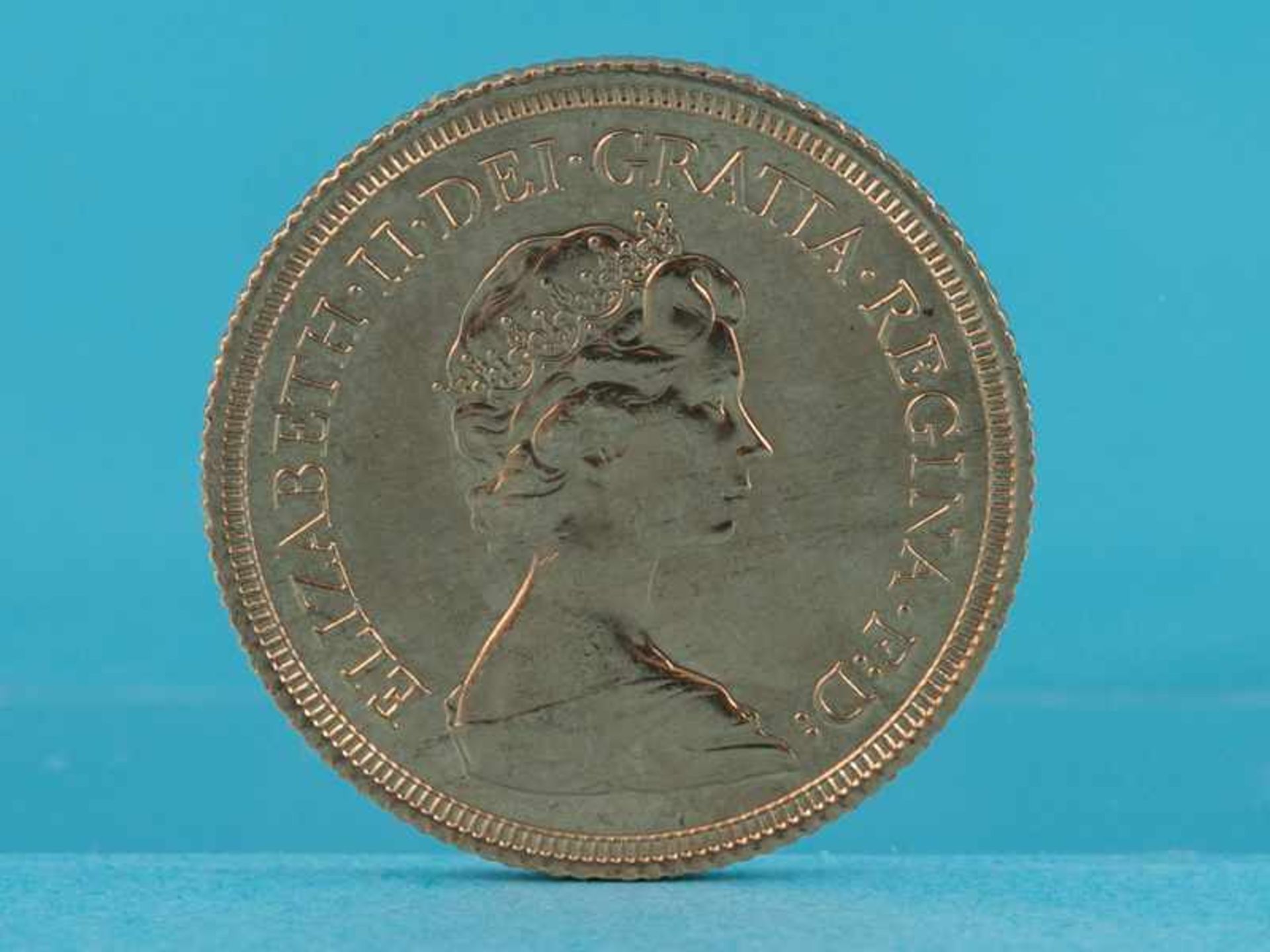 Goldmünze "1 Sovereign" (1-Pound), Großbritannien, 1976. 917/-Gold, Gewicht ca. 7,98 g (