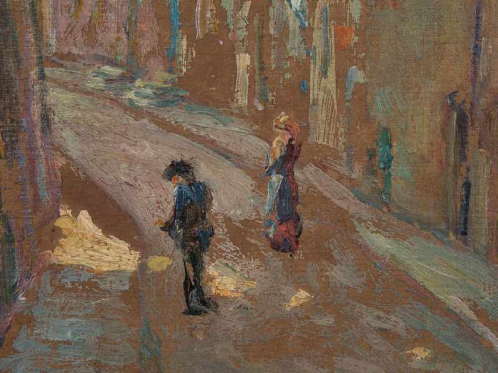 Brösel, Oskar Max (1871 - 1947). Öl auf Malkarton; "Straße in Solothurn/ Schweiz"; auf - Bild 2 aus 5