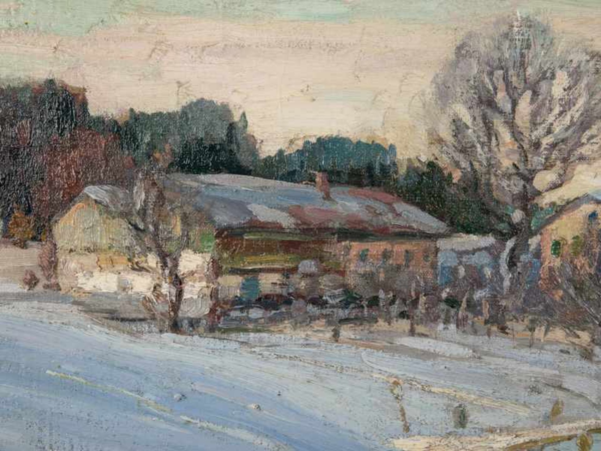 Eisengräber, Felix (1874 - 1940). Öl auf Leinwand, "Sonniger Wintertag", 1912; in pastoser Malerei - Bild 10 aus 10