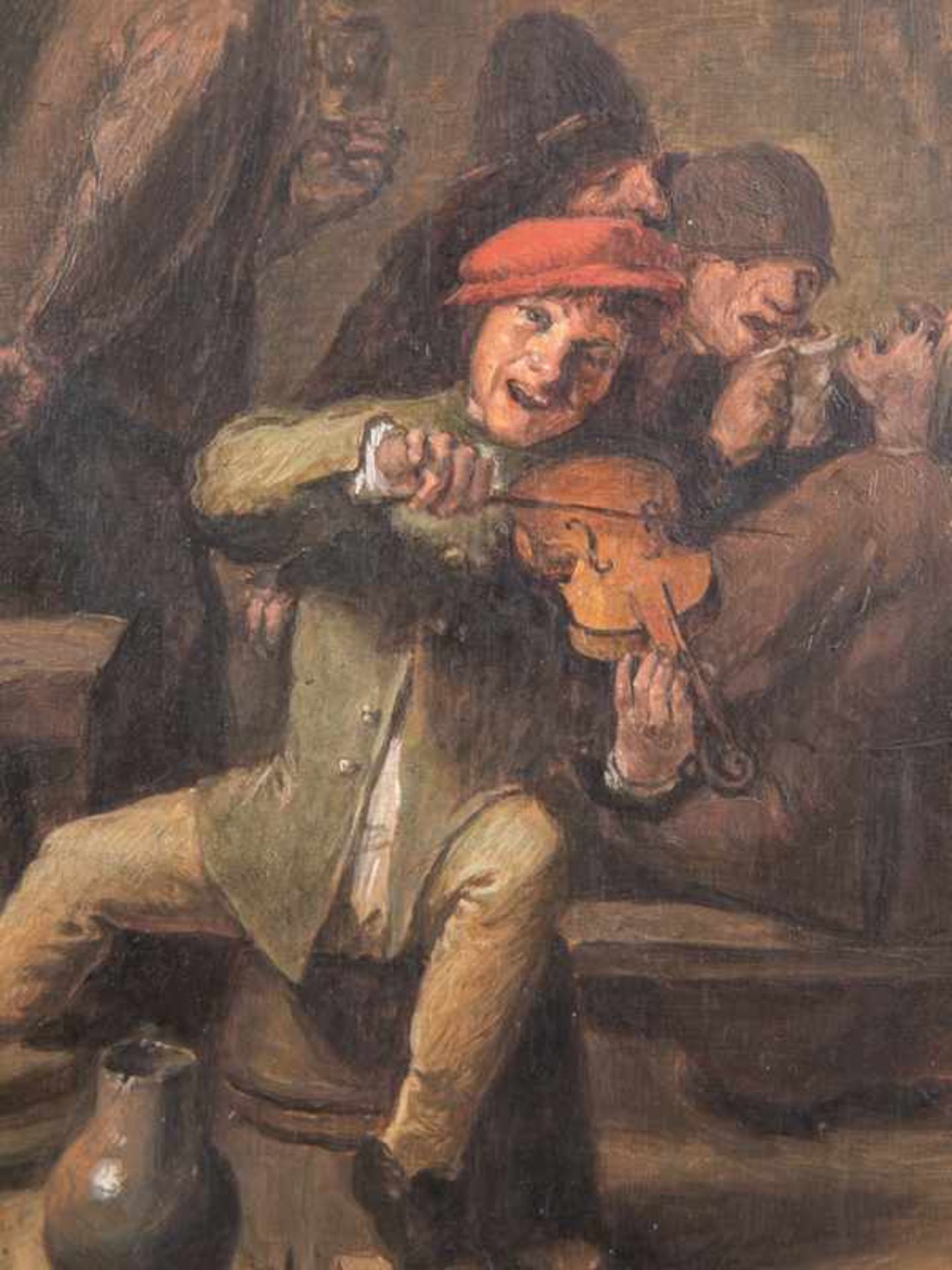 Hesselberger, C. (Kopist um 1900 nach Adriaen Brouwer). Öl auf Holz, "Dorfmusikanten" (auch als - Image 2 of 5