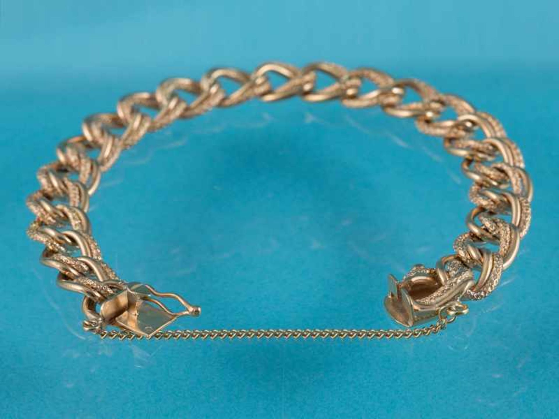 Panzerarmband, um 1900 750/- Roségold (mit Säure geprüft). Gesamtgewicht ca. 44,2 g. Doppelte - Bild 4 aus 4