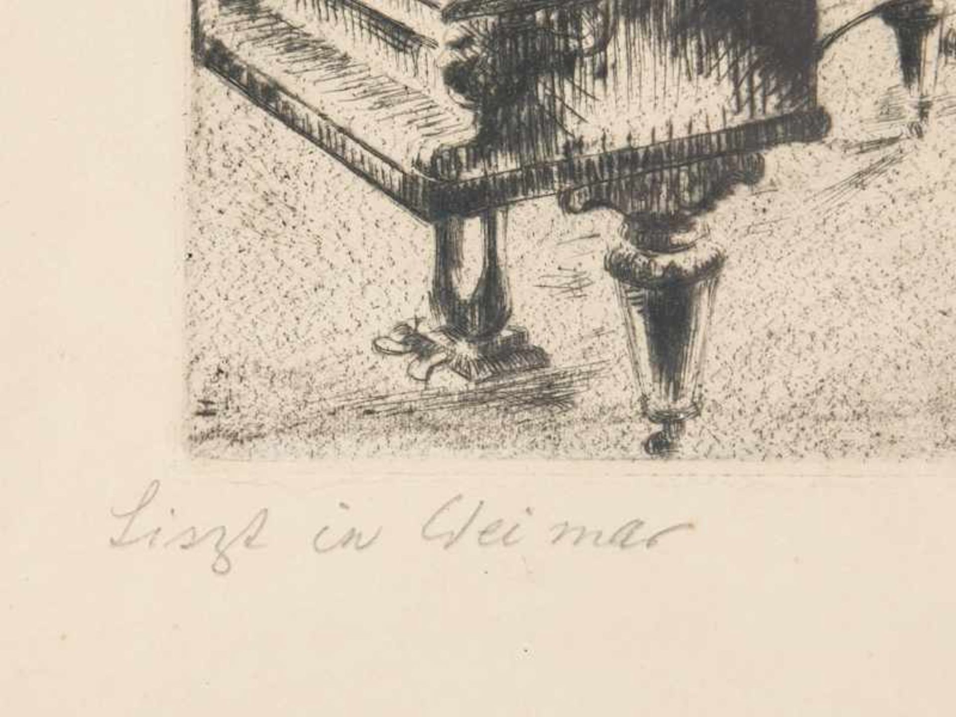 Pallmann, Kurt (1886 - 1952). Radierung, "Liszt in Weimar"; Interieurszene aus dem Weimarer Haus des - Image 4 of 5