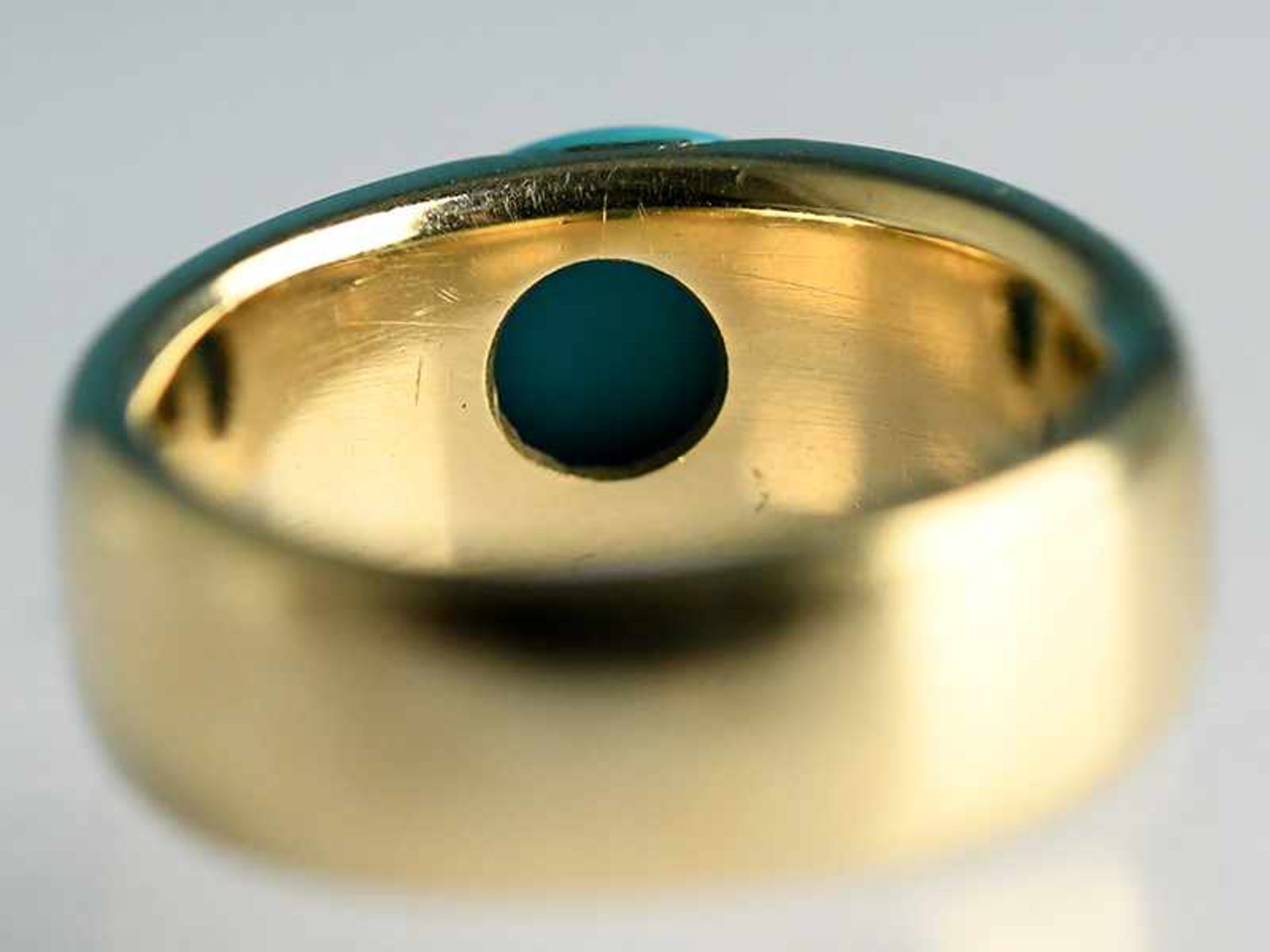 Bandring mit Türkis-Cabochon, Goldschmiedearbeit, 80-er Jahre. 585/- Gelbgold. Gesamtgewicht ca. - Bild 7 aus 7