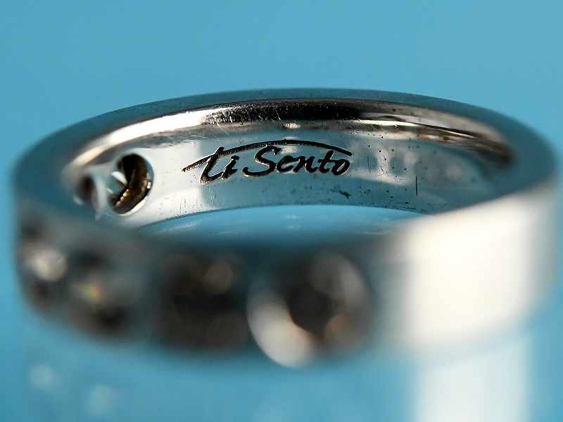 Ring mit 7 Citrinen, bezeichnet Ti Sento, 20. Jh. 925/- Silber. Gesamtgewicht ca. 6,4 g. Massive, - Bild 3 aus 7