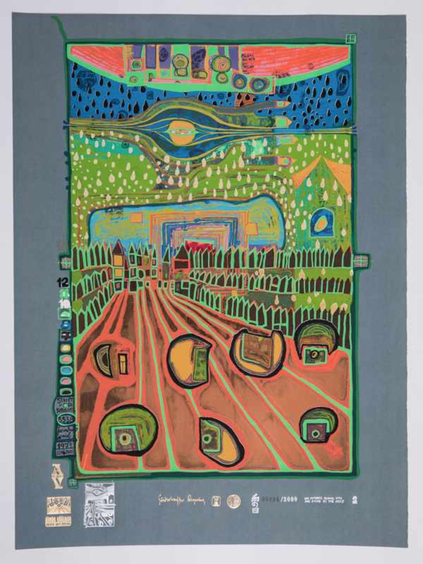 Hundertwasser, Friedensreich (1928 - 2000). "Look at it on a rainy day", 1971/ 72, 10 Farb- - Bild 22 aus 40