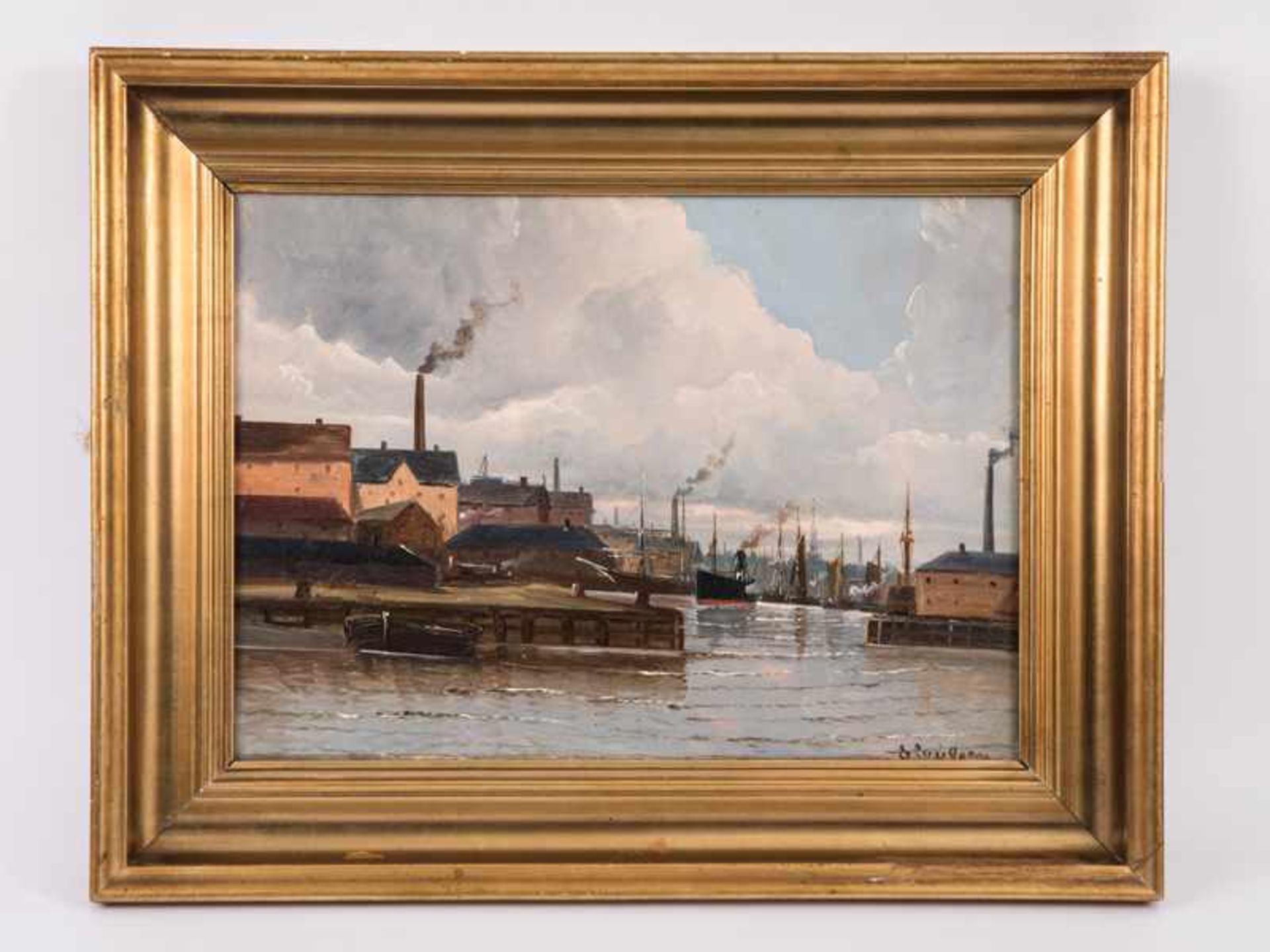 Dänischer Künstler des 19./20. Jh. ("E. Paulsen" ?). Öl auf Leinwand, "Im Hafen von Kopenhagen", Von