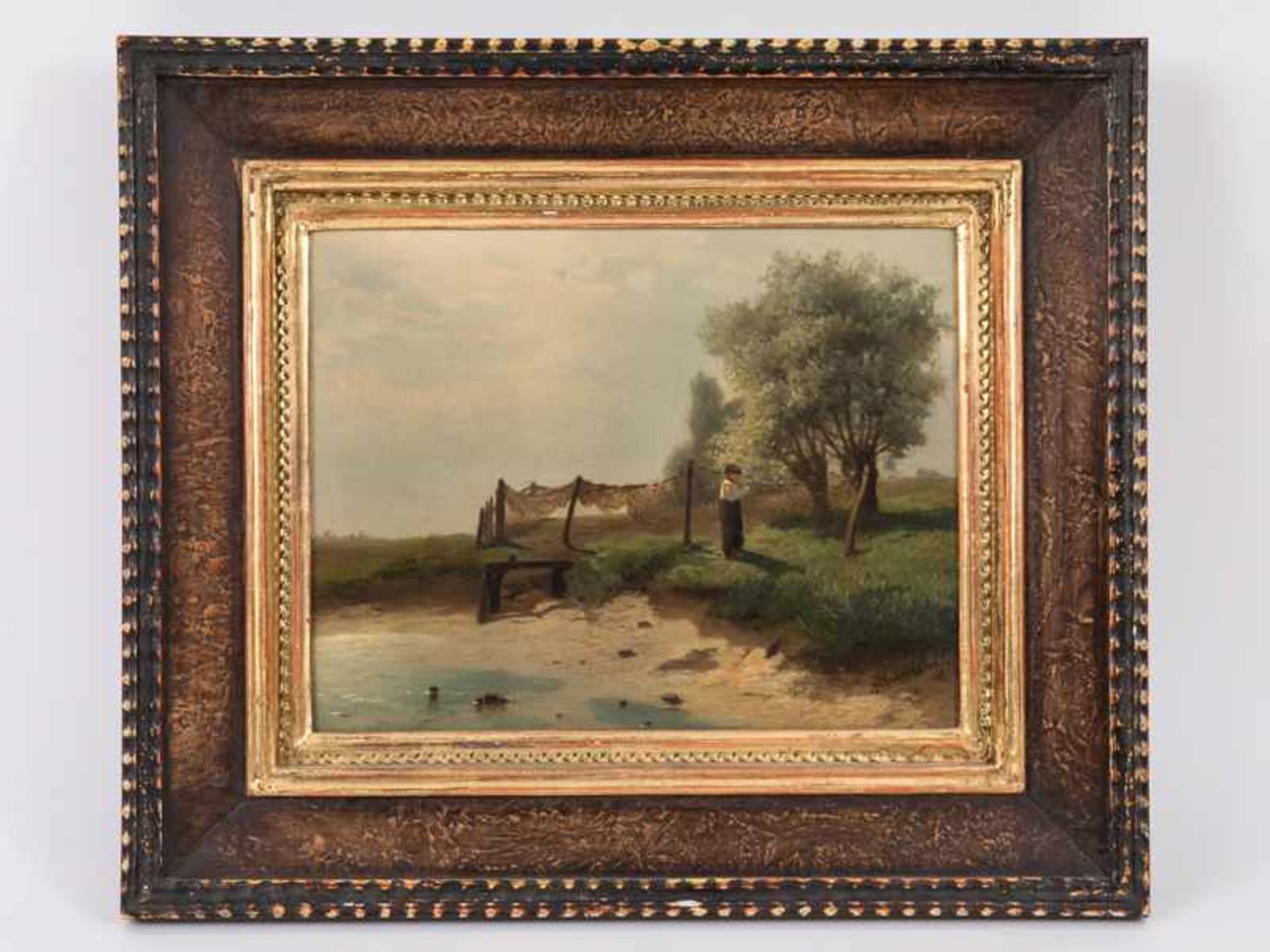 van de Poll, Marinus Cornelis (1840 - 1865). Öl auf Holz, "Knabe mit Fischernetzen", 1864; - Bild 2 aus 8