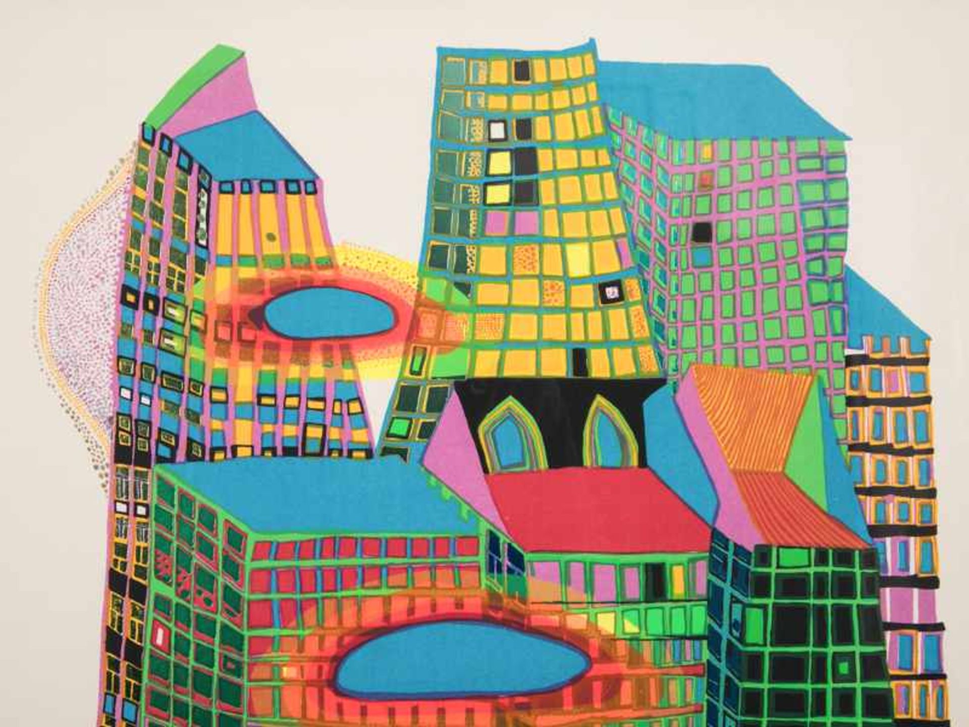 Hundertwasser, Friedensreich (1928 - 2000). Farbserigraphie mit Metallprägungen auf Velin, "Good - Bild 10 aus 14