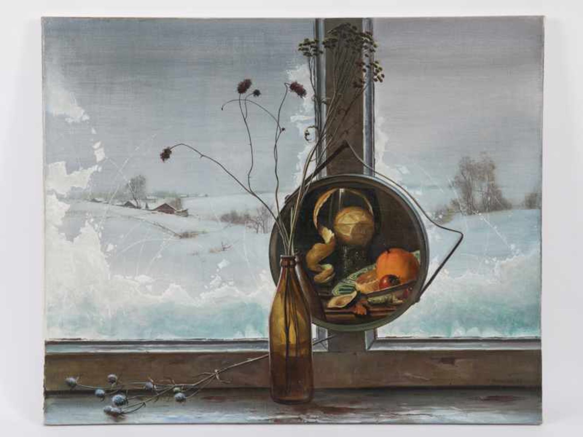 Kitchigin, Georgij Petrowitsch (* 1951 in Omsk/ Sibirien). Öl auf Leinwand, "Eisblumengerahmter