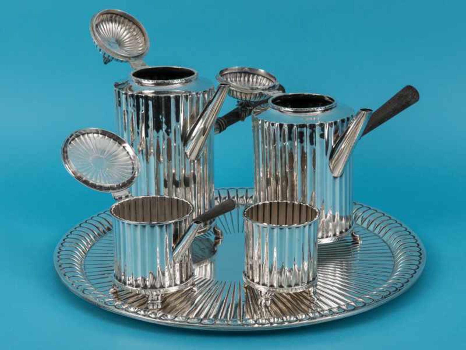 5-tlg. Kaffee-/ Tee-Set im Art Déco-Stil, José Marmolejos/ Mexico-City, 20. Jh. 925/-Silber mit - Image 3 of 14