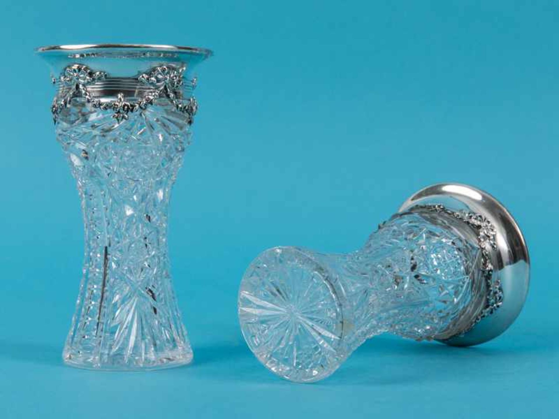 Paar Kristallvasen mit Silbermontierung, Gorham Manufactoring Co., Providence/ USA u. Birmingham/ - Bild 14 aus 14