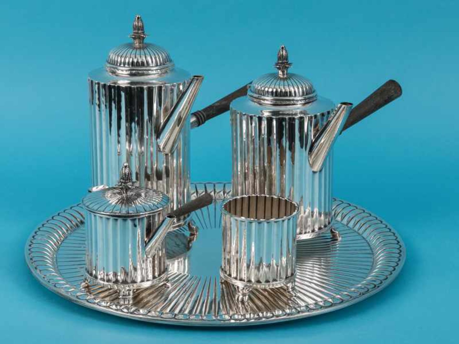 5-tlg. Kaffee-/ Tee-Set im Art Déco-Stil, José Marmolejos/ Mexico-City, 20. Jh. 925/-Silber mit - Image 9 of 14