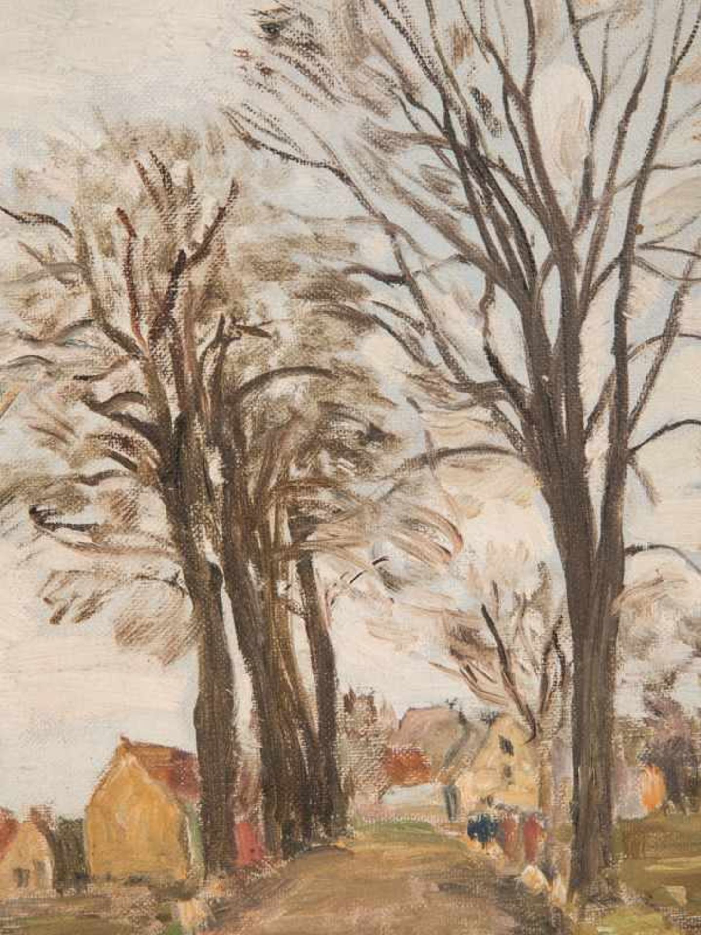 Smidt, Emil Leonhard (1878 - 1954). Öl auf Hartfaserkarton, "Dorfallee im Herbst", 1944. Im - Bild 3 aus 8