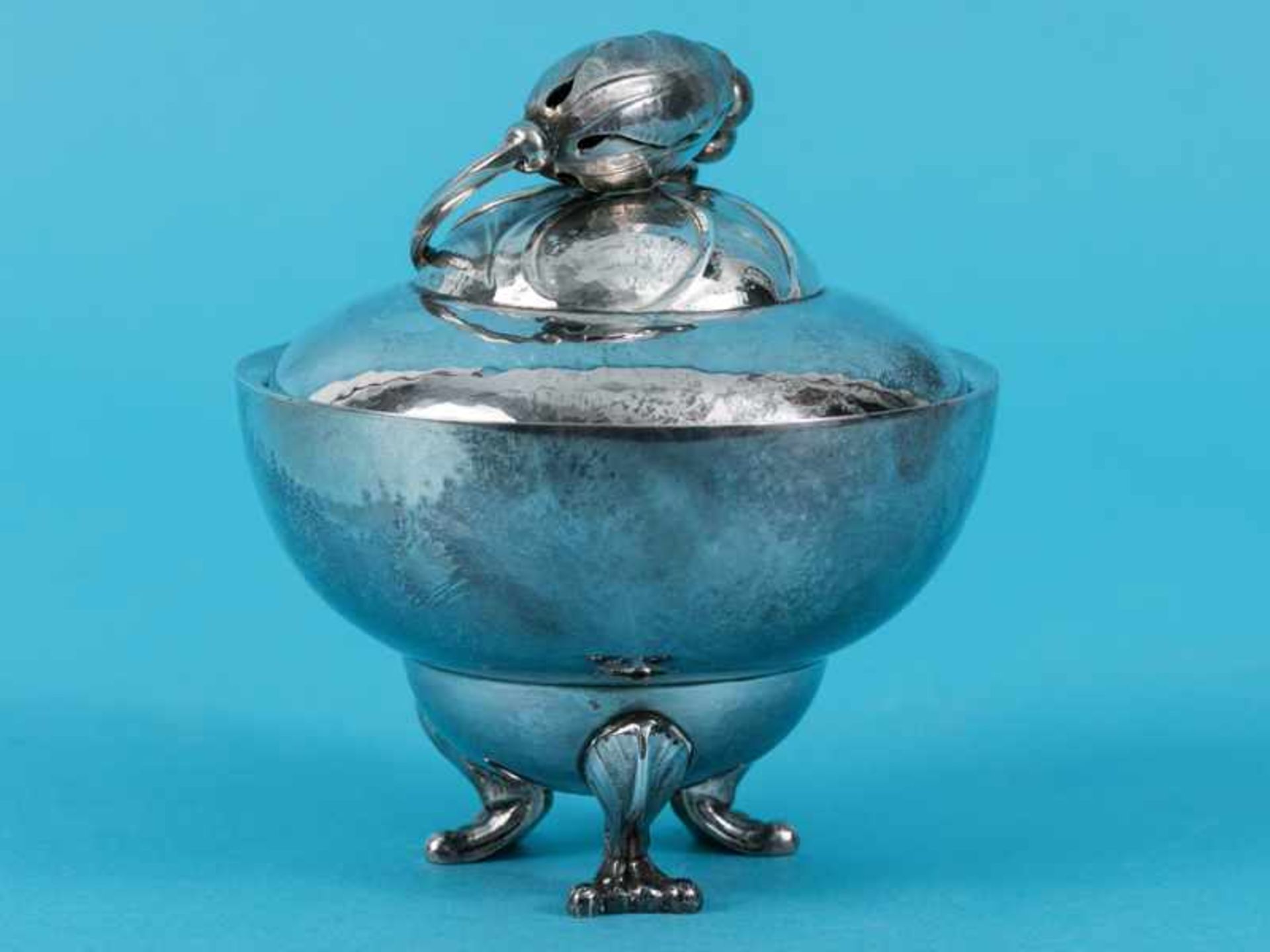 Zuckerdose "Magnolie", Georg Jensen & Wendel, Dänemark 1945 - 1951. 925/-Silber, Gesamtgewicht ca. - Image 14 of 16