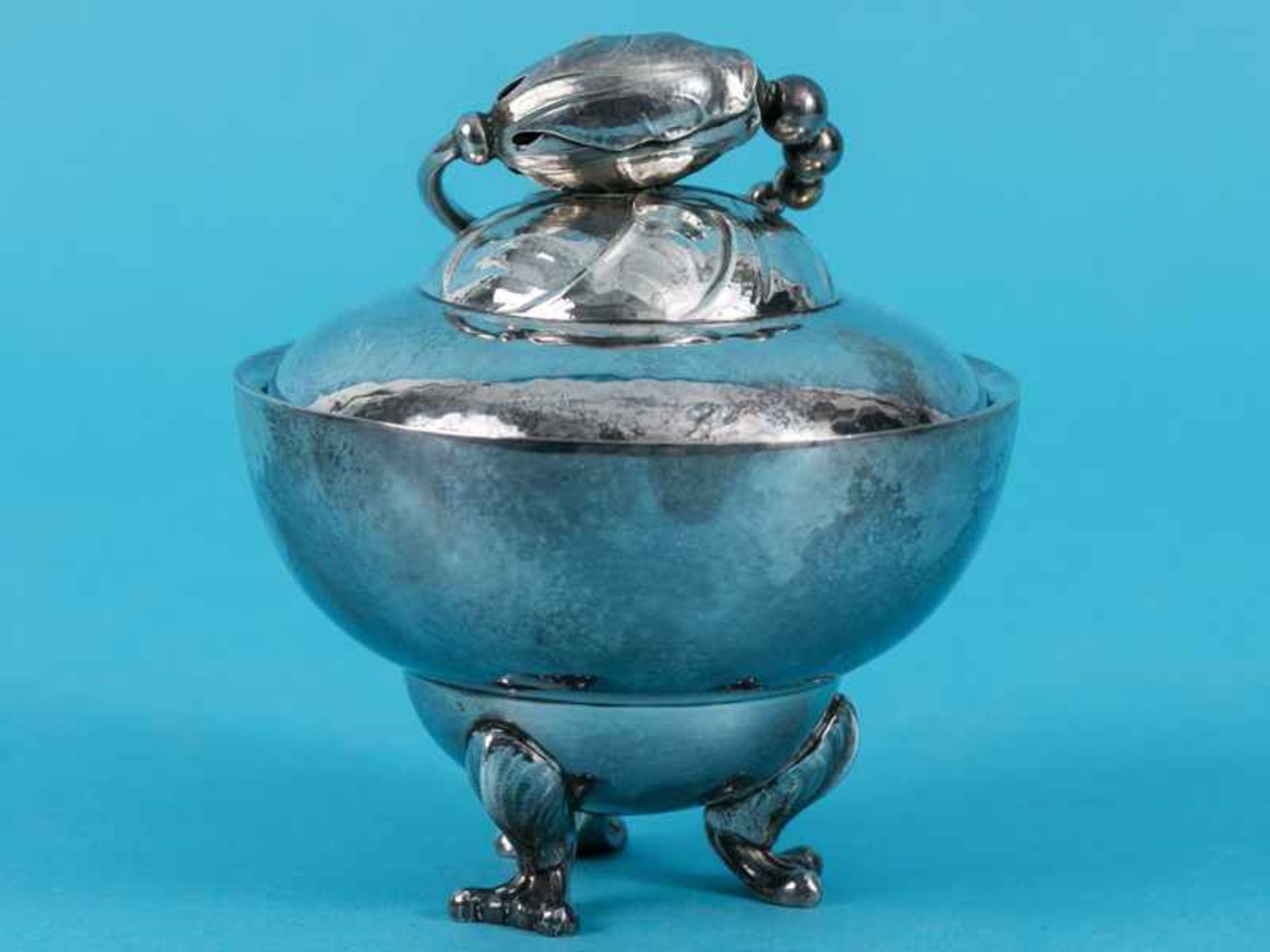 Zuckerdose "Magnolie", Georg Jensen & Wendel, Dänemark 1945 - 1951. 925/-Silber, Gesamtgewicht ca. - Image 11 of 16