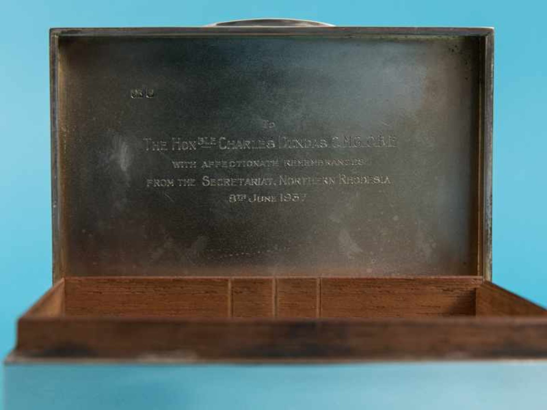 Zigarren-Box, Goldsmithts & Silversmiths Co. Ltd., London, 1937. 925/-Silber (im Boden gewichtet und - Image 10 of 16