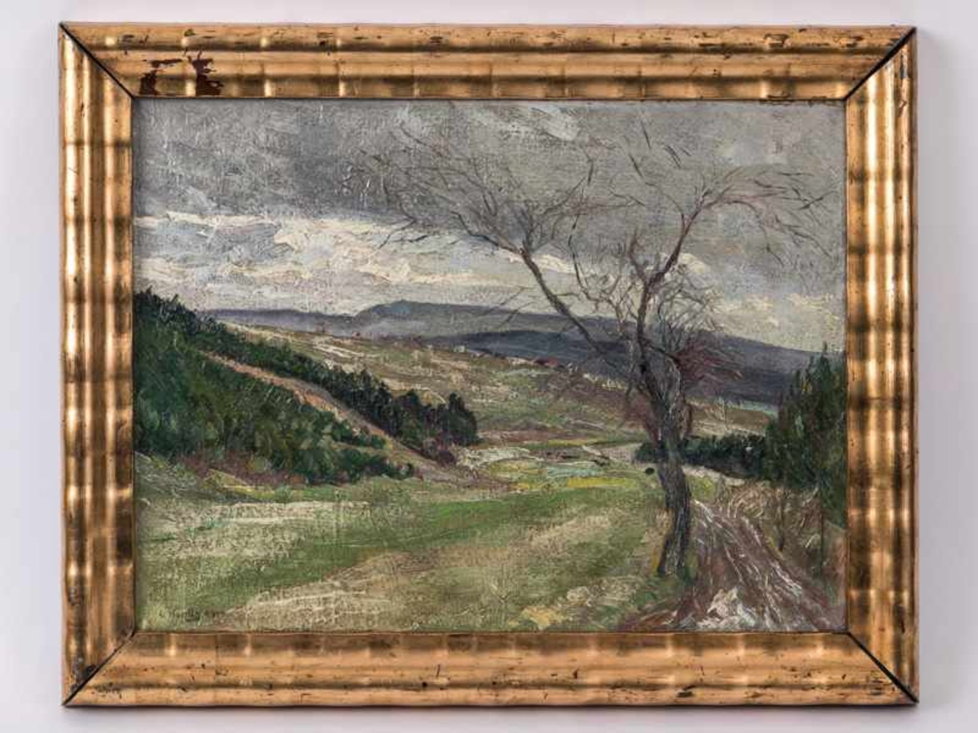 Höhlig, Georg (1879 - 1940). Öl auf Leinwand. "Landschaft bei Adorf", 1919 (bzw. 1929 ?);
