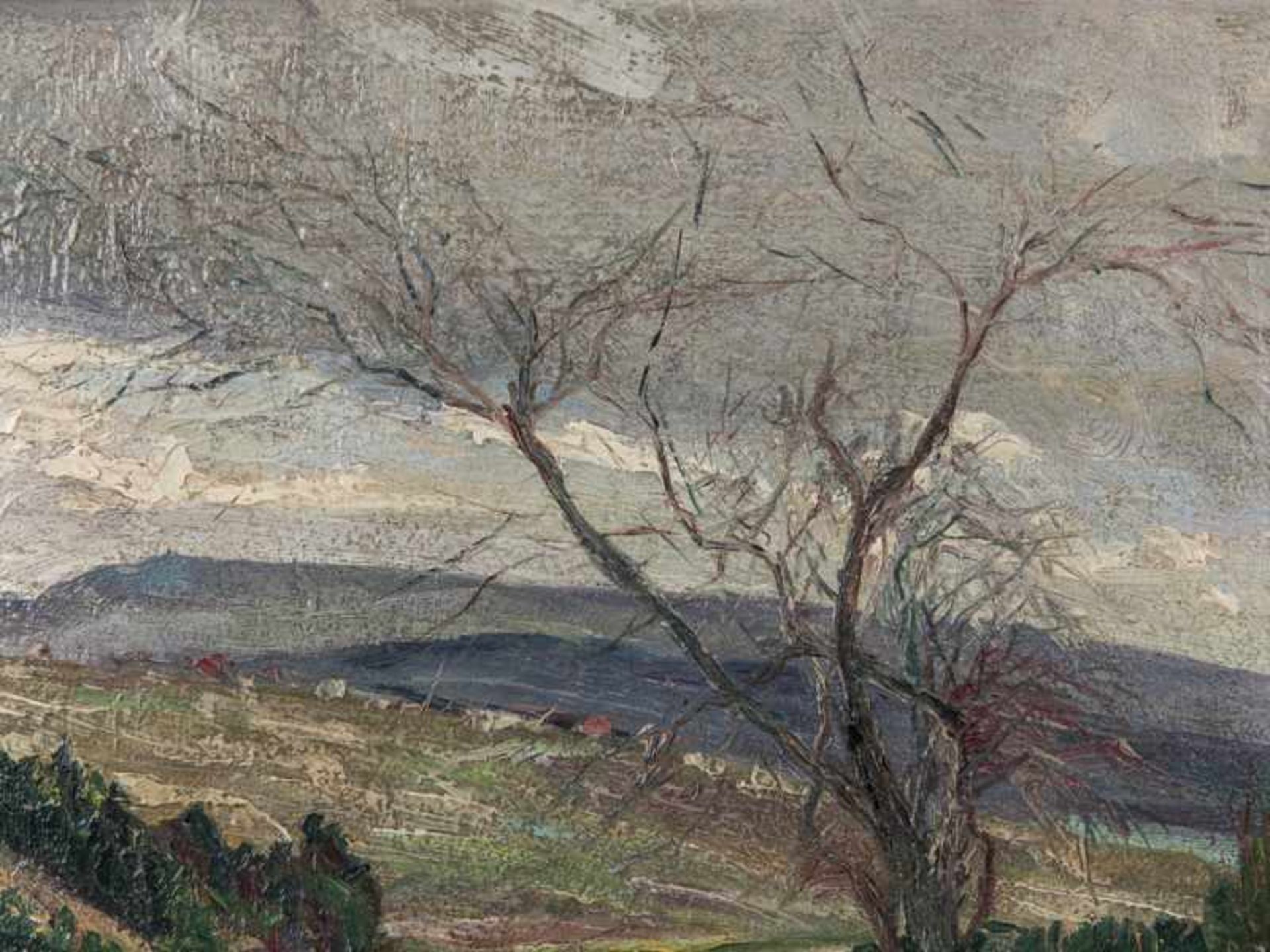 Höhlig, Georg (1879 - 1940). Öl auf Leinwand. "Landschaft bei Adorf", 1919 (bzw. 1929 ?); - Bild 7 aus 7