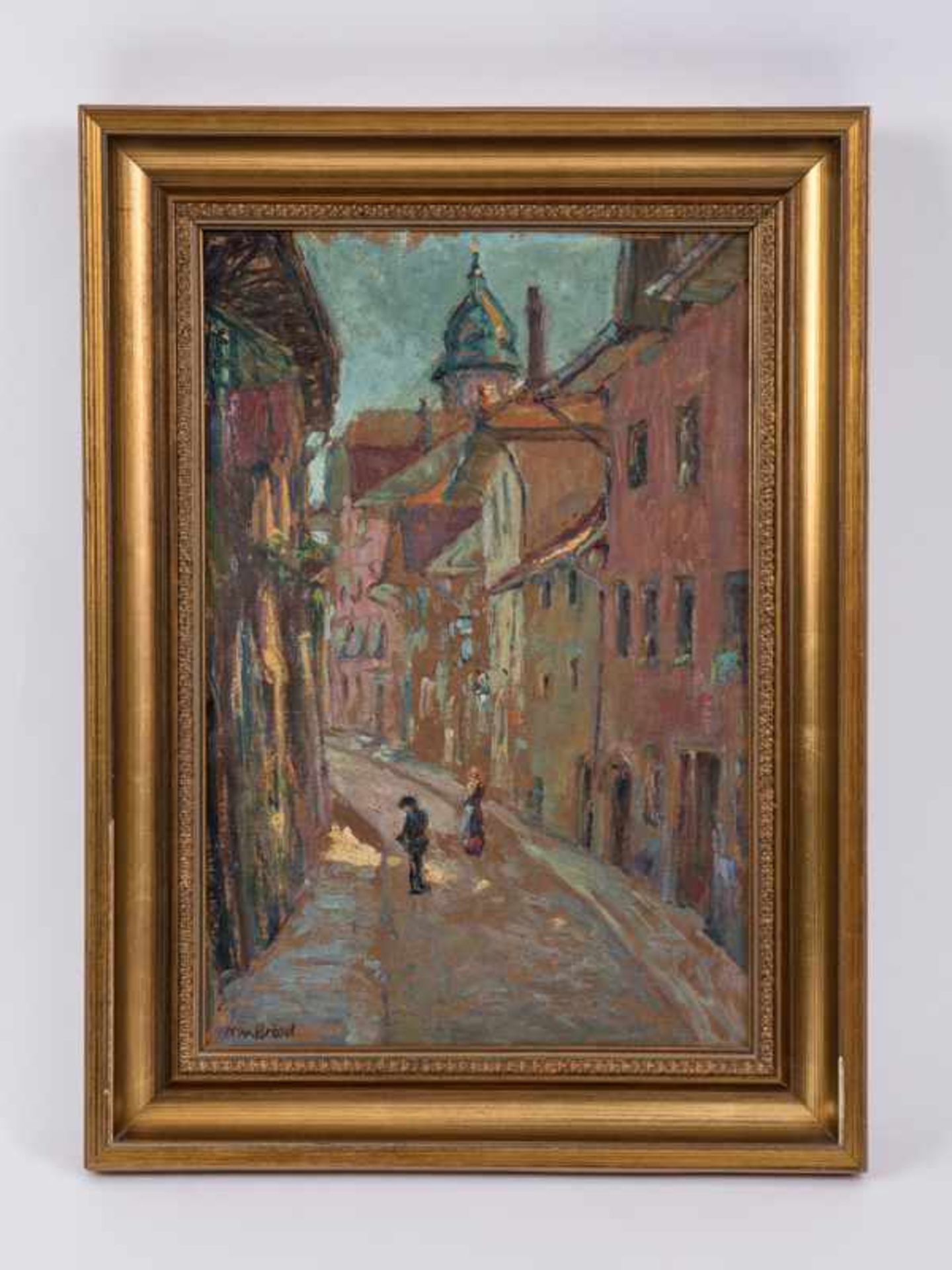 Brösel, Oskar Max (1871 - 1947). Öl auf Malkarton; "Straße in Solothurn/ Schweiz"; auf