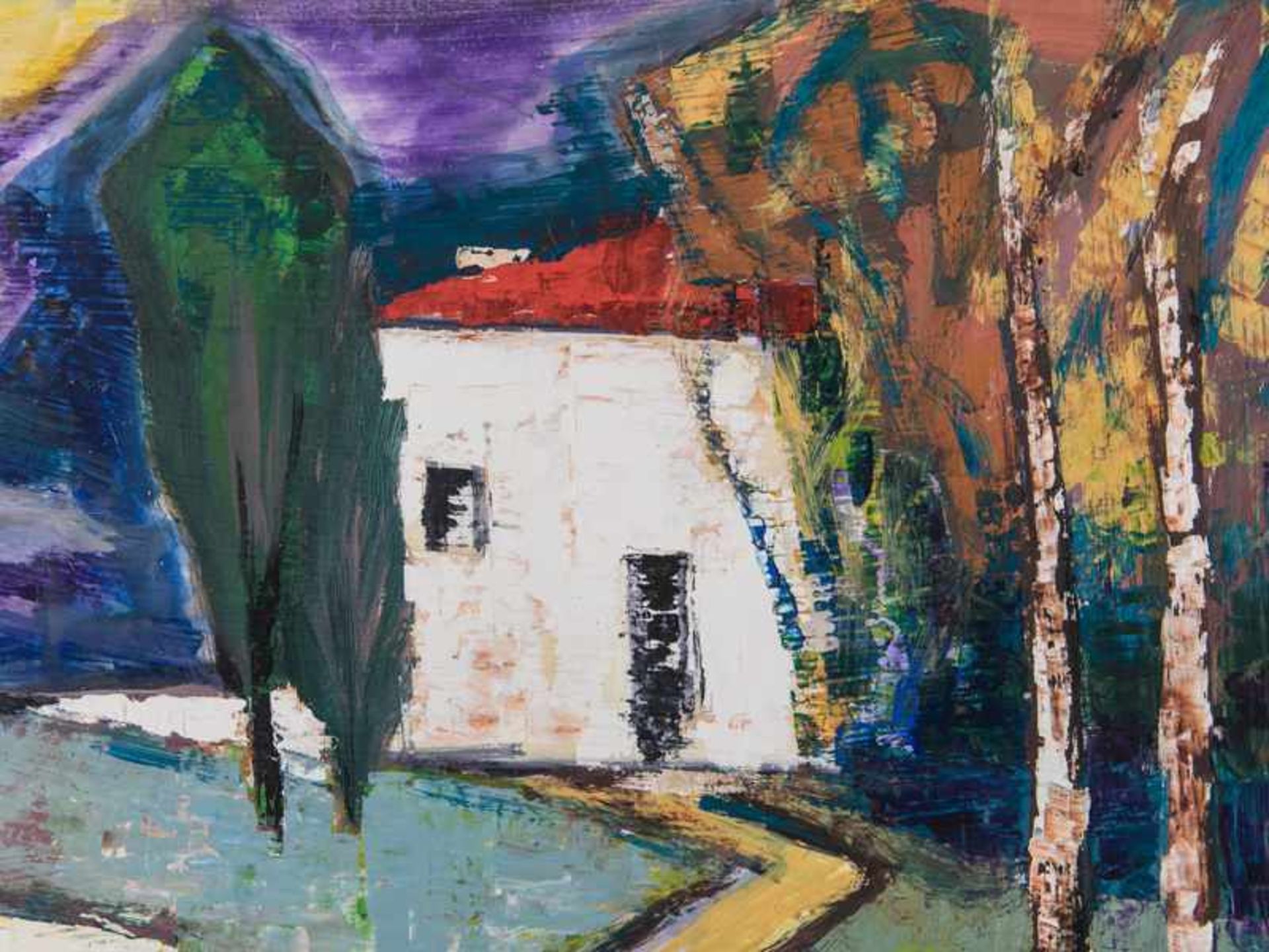 Beckmann, Hans (1913 - 1996). Öl auf Hartfaserplatte. "Haus in der Provence"; modern abstrahiertes - Bild 2 aus 5