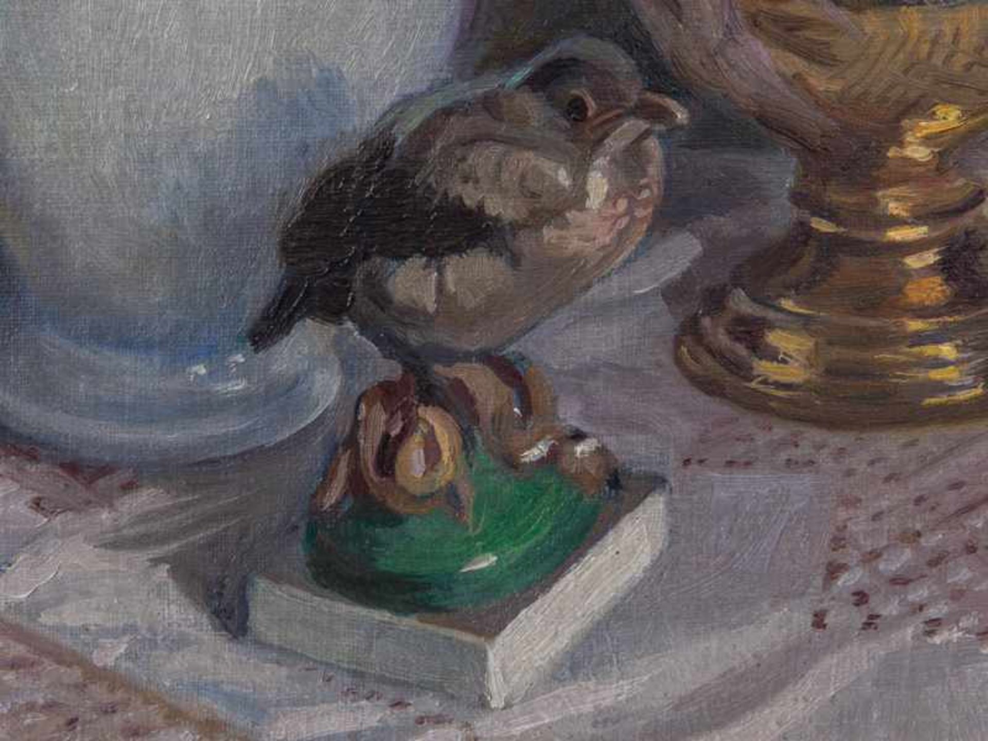 Magerfleisch, Johannes (1885 - 1968). Öl auf Leinwand. "Rosen". Malerisch in überzeugender - Bild 3 aus 6