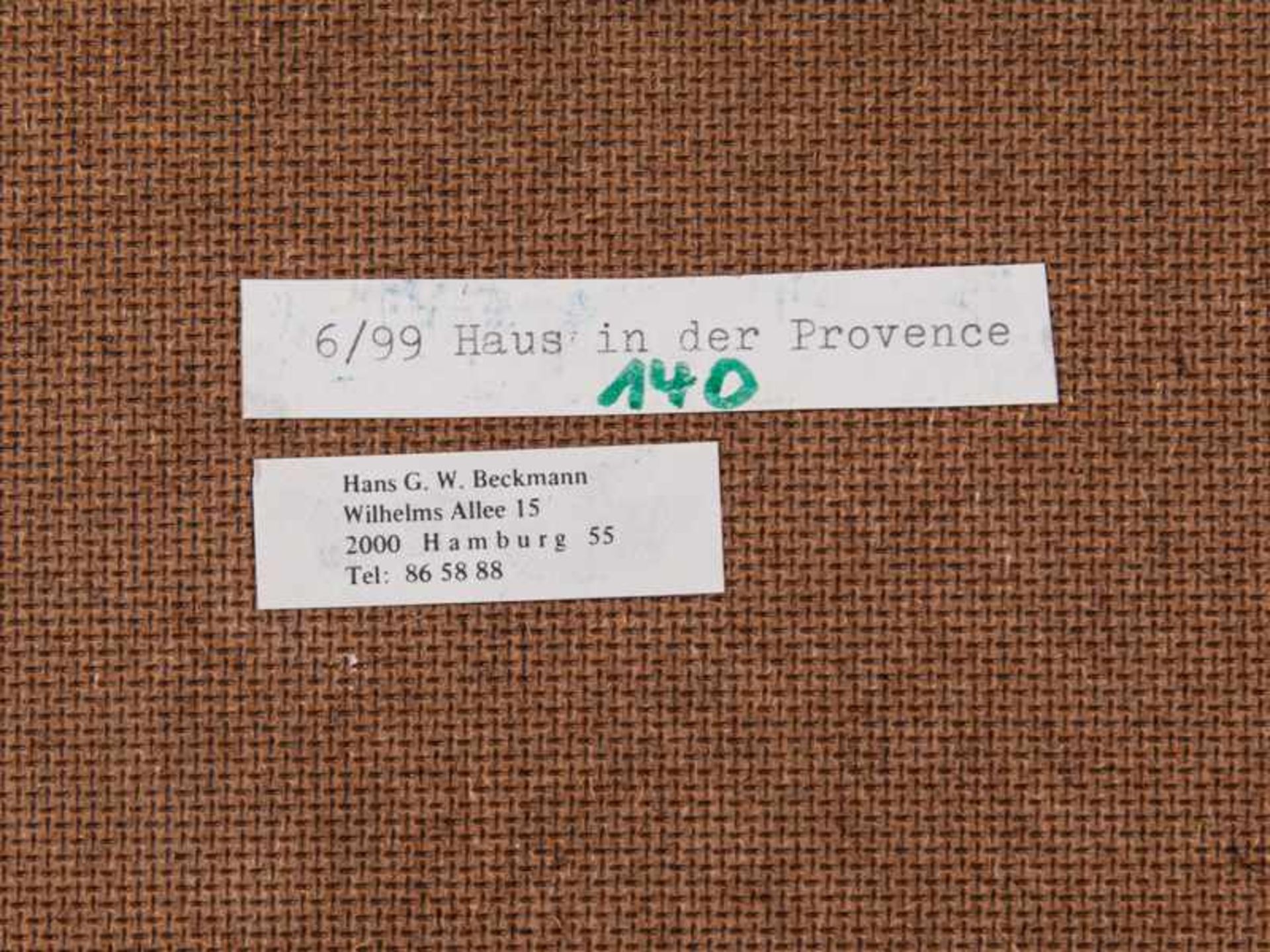 Beckmann, Hans (1913 - 1996). Öl auf Hartfaserplatte. "Haus in der Provence"; modern abstrahiertes - Bild 4 aus 5