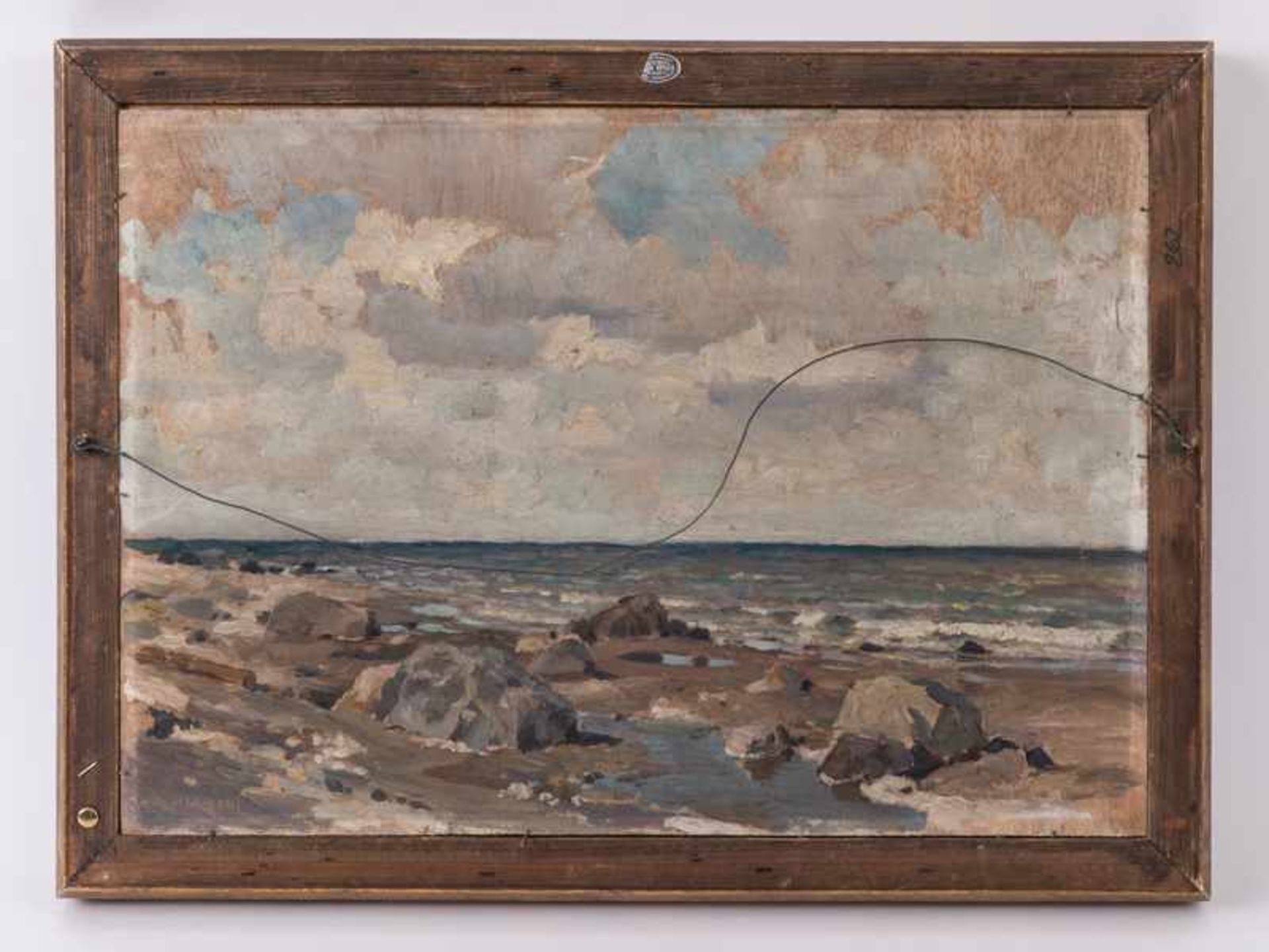 Wilkens, Hugo (1888 - ?). Öl auf Sperrholzplatte. "Am Strand von Arcona (Rügen)"; beidseitig bemalt, - Bild 3 aus 7