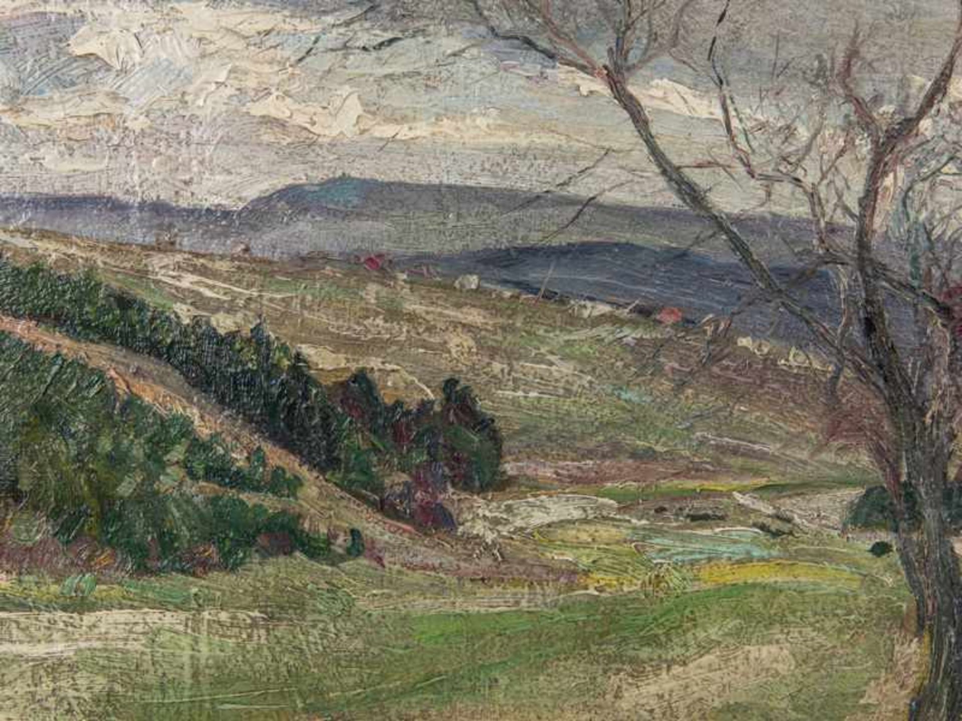 Höhlig, Georg (1879 - 1940). Öl auf Leinwand. "Landschaft bei Adorf", 1919 (bzw. 1929 ?); - Bild 3 aus 7