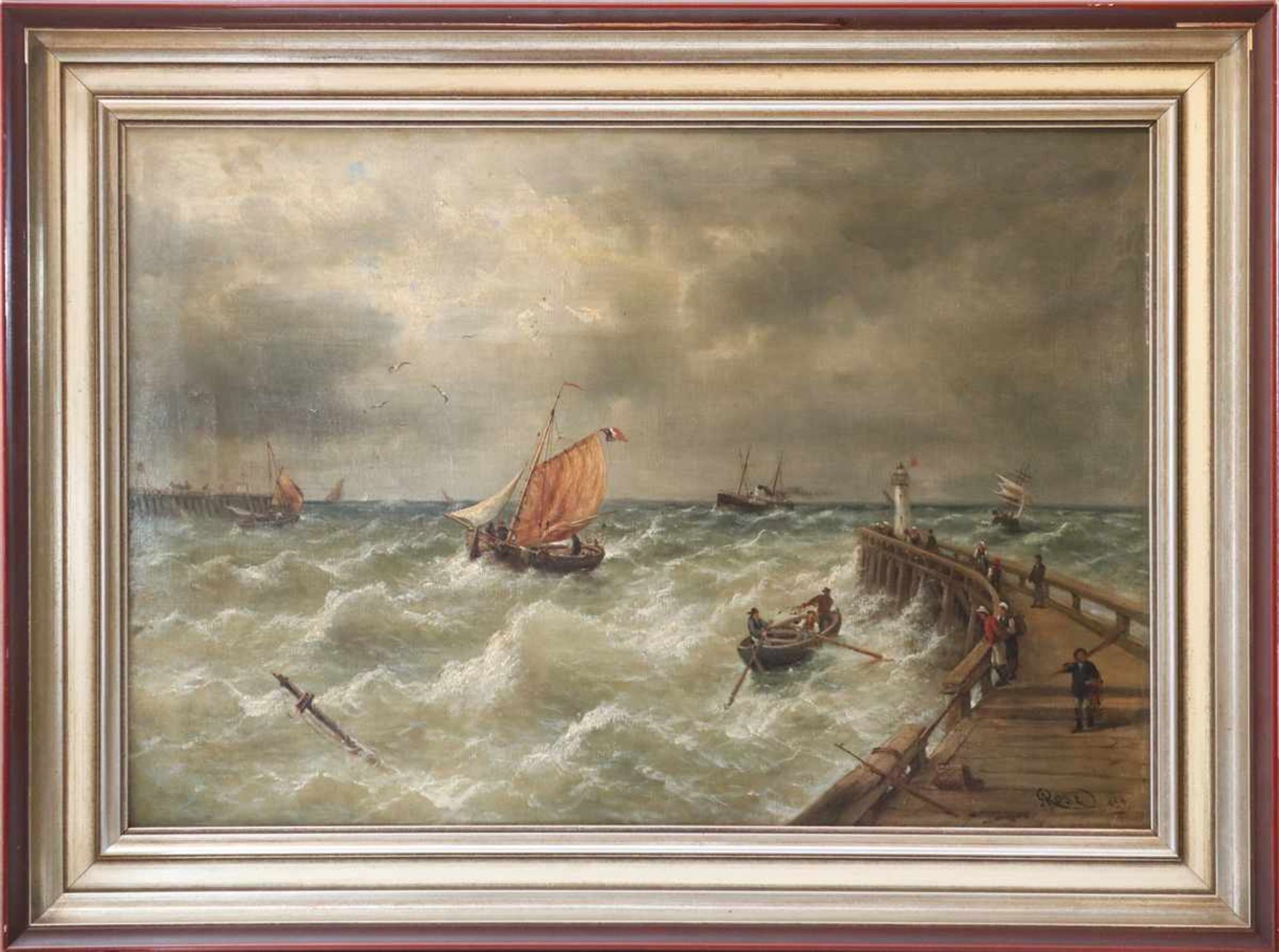 KARL JULIUS ROSE (1828 bei Dresden-1911 München) Öl auf Leinwand, ¨Fischerboote an stürmischer