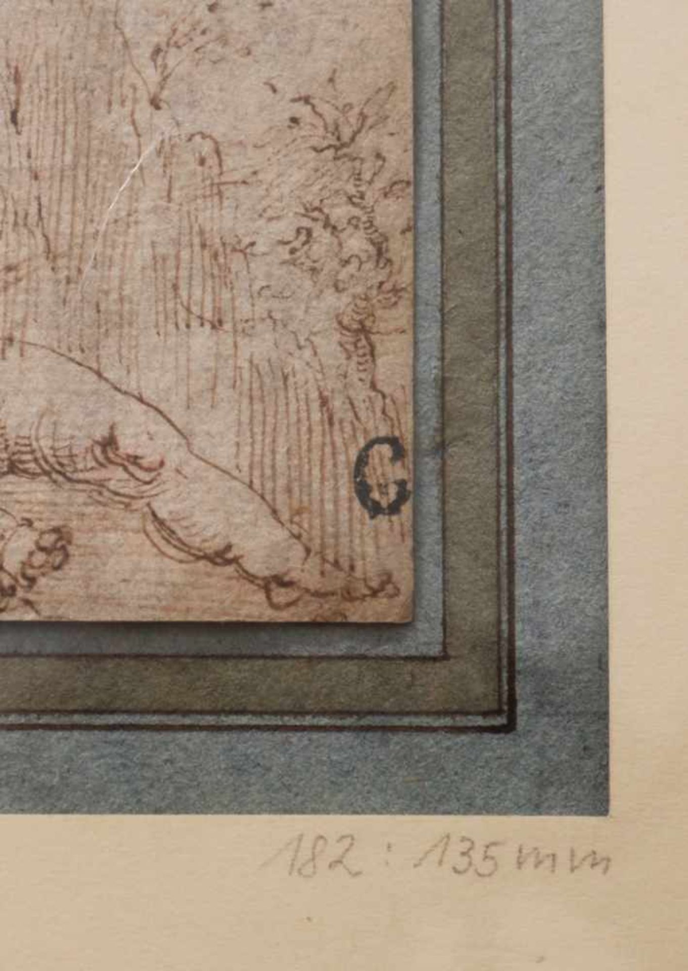ANONYMER KÜNSTLER des 16. Jahrhunderts, wohl Süddeutschland braune Federzeichnung, ¨Zwei Studien - Bild 3 aus 3
