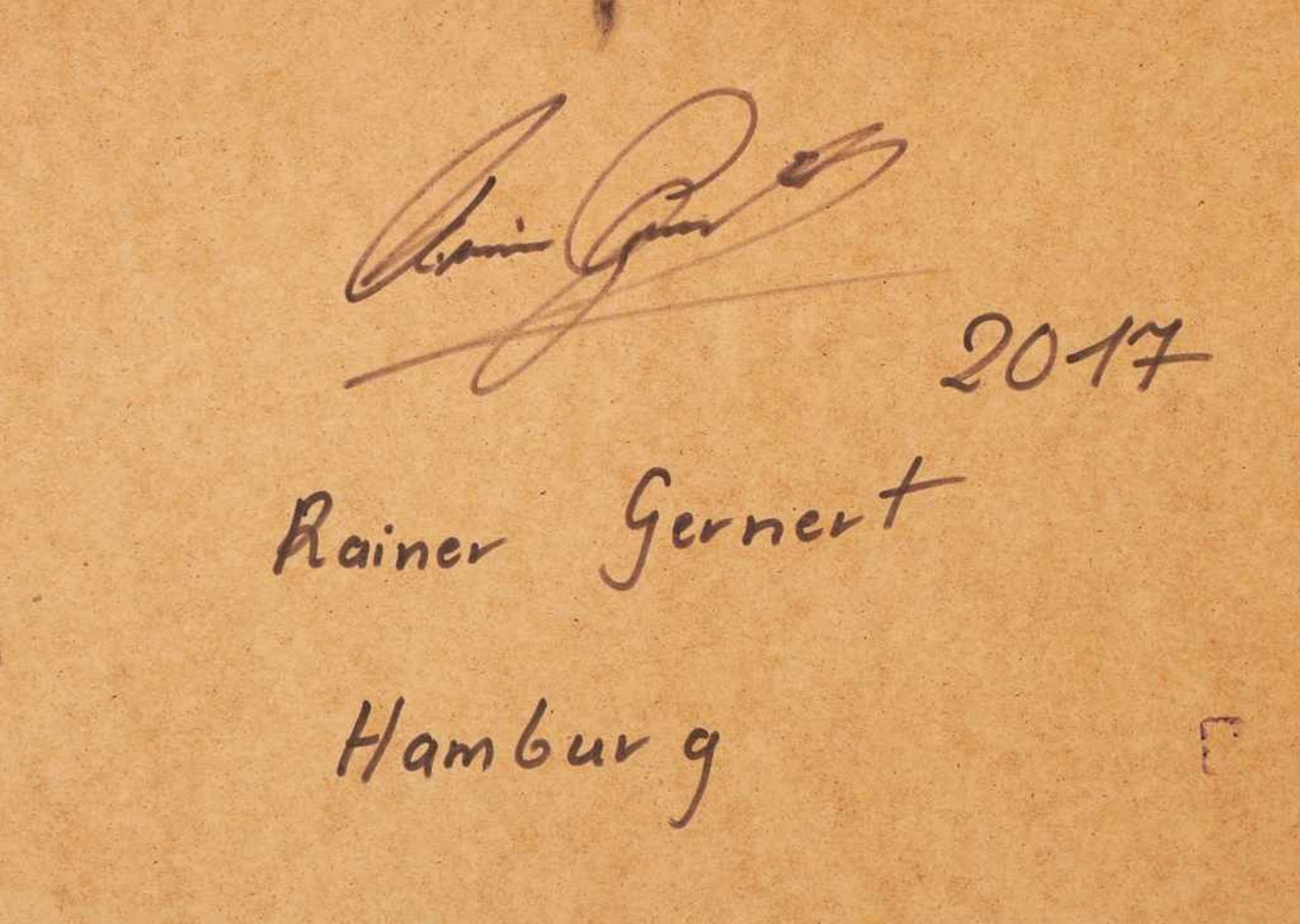 RAINER GERNERT (geb. 1948, Hamburger Künstler) Öl auf Platte, ¨Informelle Komposition in rot-gelb- - Bild 2 aus 2