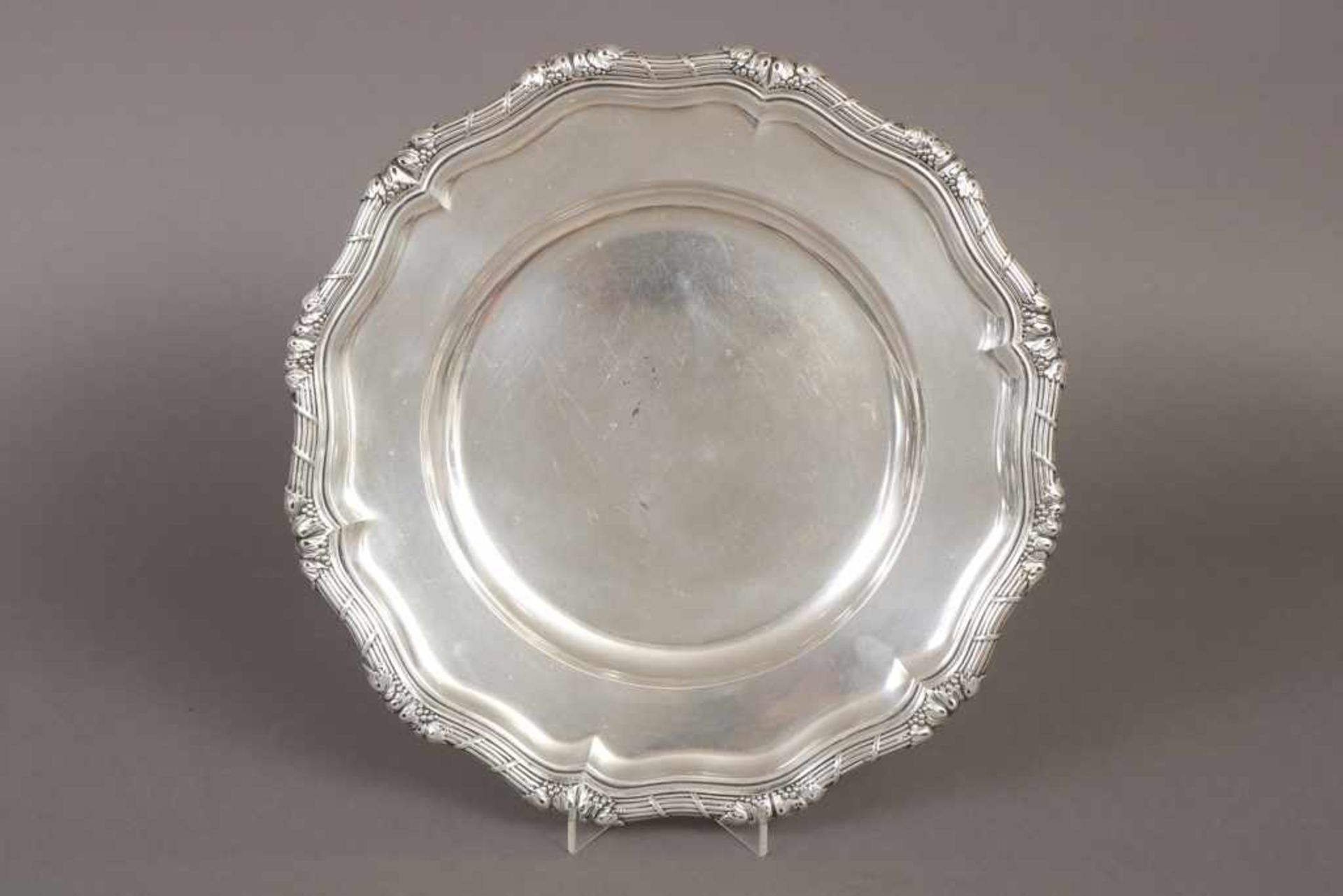 Silber-Teller 800er Silber, Wilkens, um 1920, runder, gemuldeter Teller mit passigem Rand,
