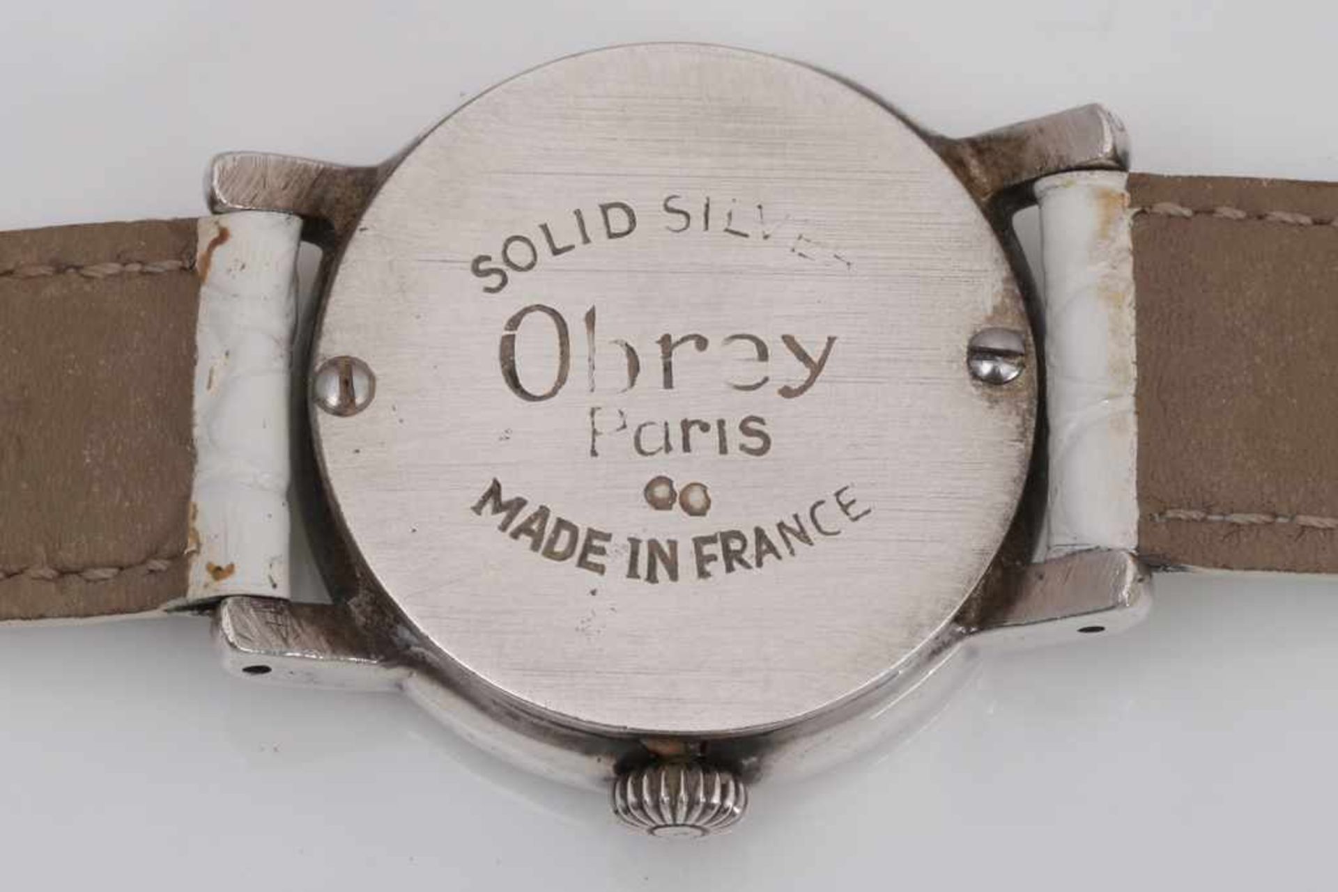 OBREY (Paris) Armbanduhr ¨June¨ (?) rundes Silbergehäuse (D 3cm), Quartzwerk, weißes Zifferblatt mit - Image 2 of 2