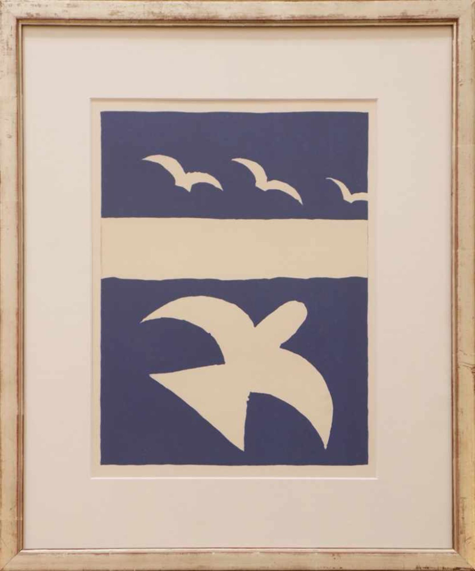 GEORGES BRAQUE (1882 Argenteuil-1963 Paris) Farblithographie, ¨Vögel auf blauem Grund¨ (aus ¨Carnets