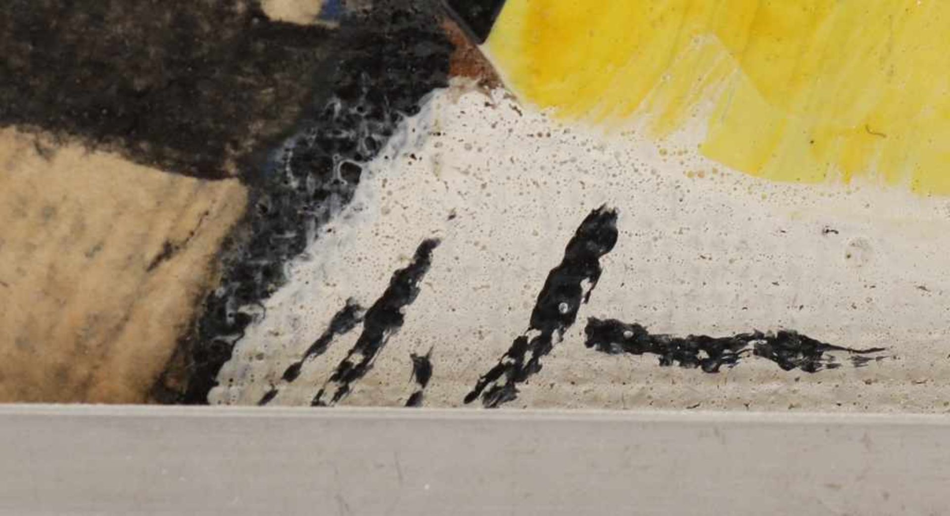 UNBEKANNTER französischer KÜNSTLER Mischtechnik auf Platte, ¨Abstrakte Komposition¨, unten rechts - Bild 2 aus 2