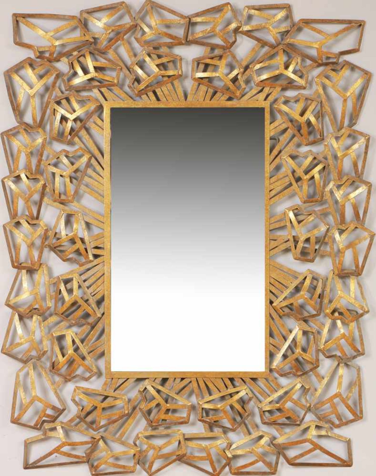 Wandspiegel im Mid-Century Stil Metall, goldfarben staffiert, und geschliffenes Spiegelglas,