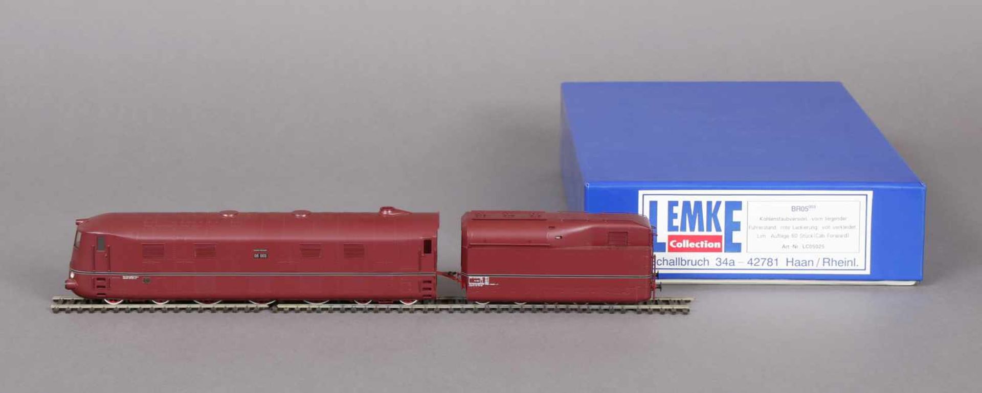 Lemke Modell-Lok mit Tender BR 05 005, Kohlenstaubversion, rote Lackierung, Kleinserie (60 Stk.),