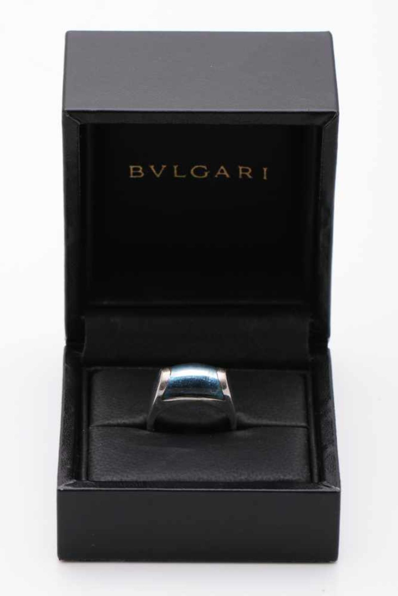 BULGARI Ring Tronchetto 750er Weißgold mit einem Blautopas, Gewicht 8,88g, Ringgröße 53, original - Bild 3 aus 3