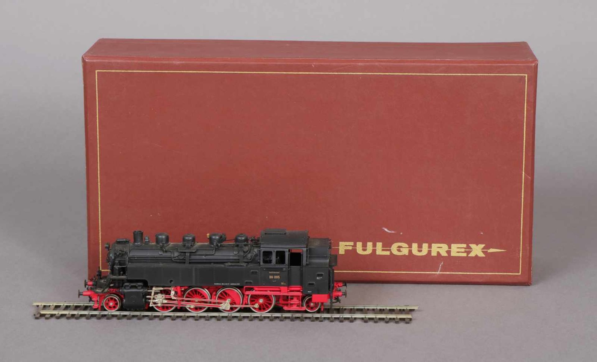 Fulgurex Modell-Lok Modell BR 86 005, Spur HO, Messing, Handarbeit, Ausführung schwarz-rot, in