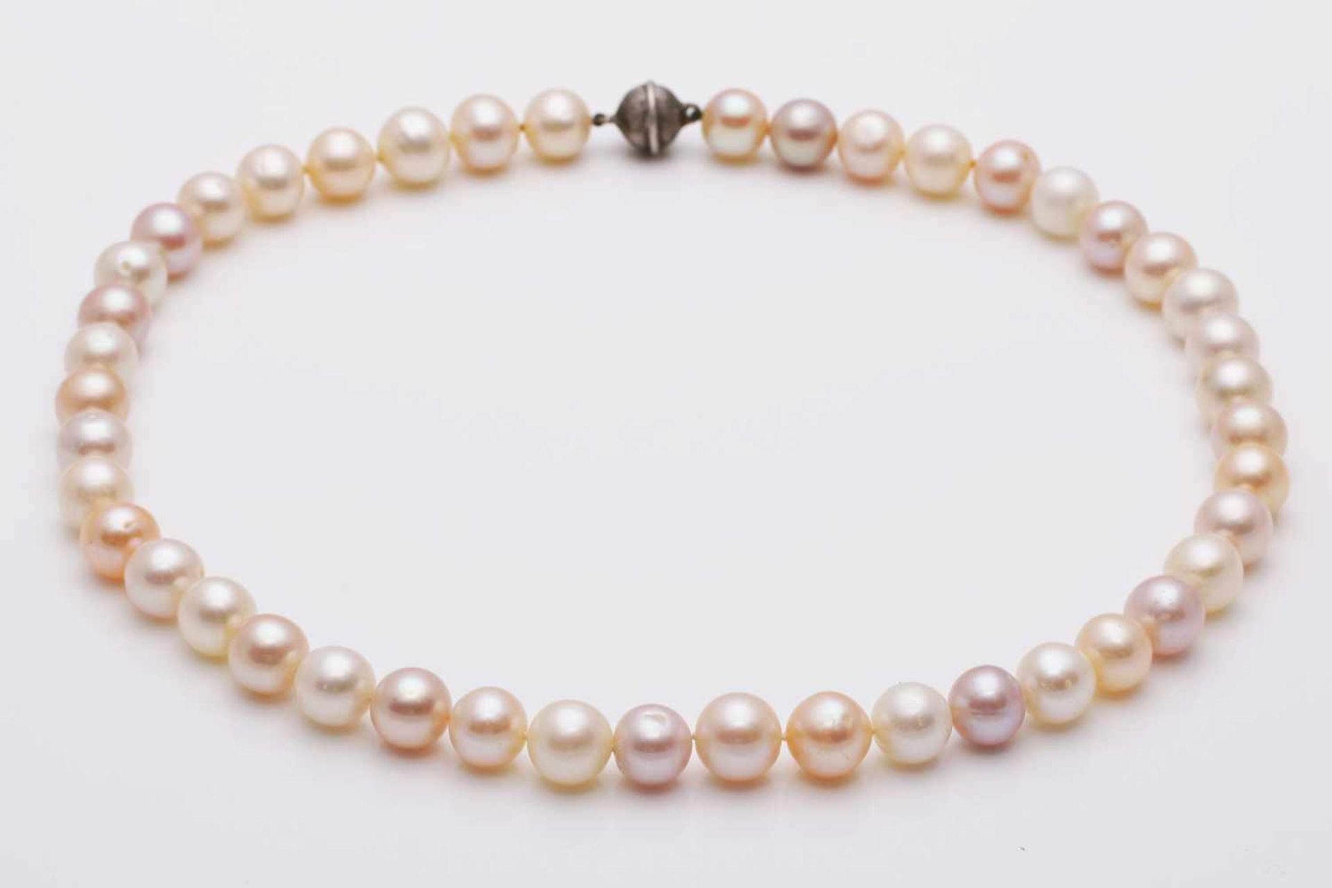 Süßwasser Perlenkette 44 Perlen mit einem Durchmesser von ca. 10-12mm, multicolor (blassrosa,