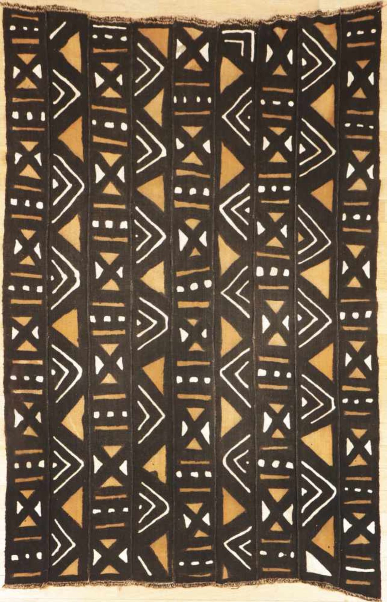 Afrikanisches Webtuch (sogenanntes Schlammtuch) Mali, geometrisches Dekor in schwarz, weiß und