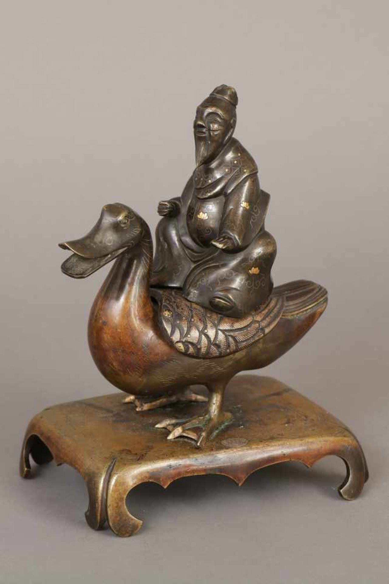 Chinesisches Räuchergefäß in Form einer EnteBronze, Qing Dynastie(1644-1912, hier wohl um 1800), ¨