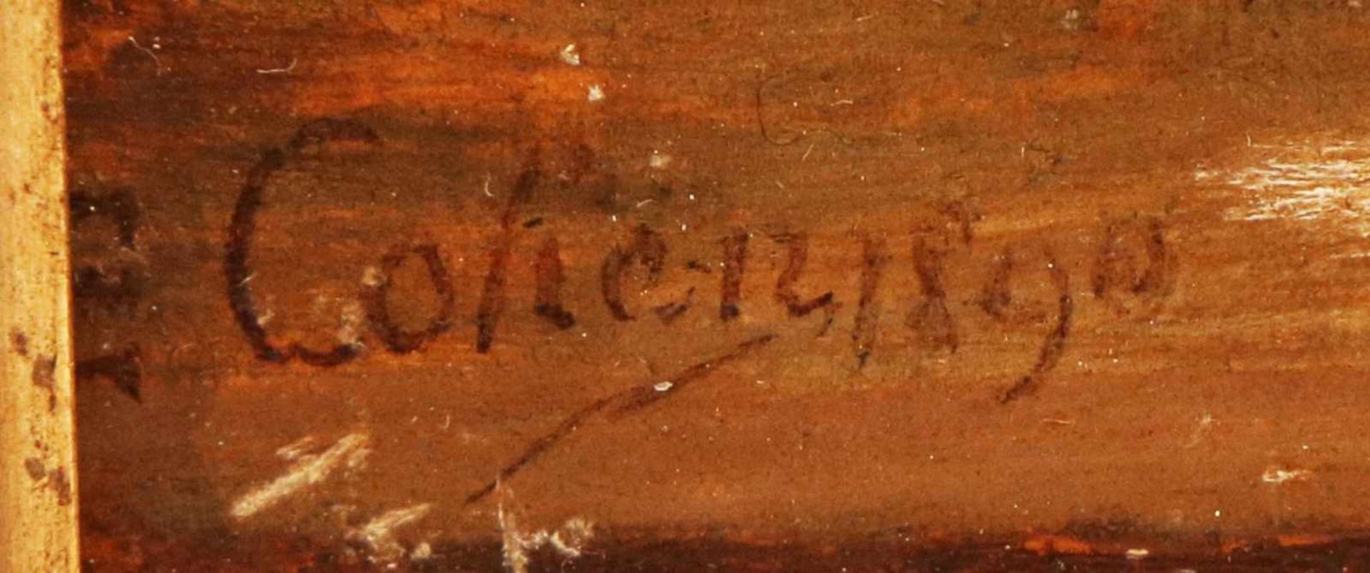 ELLEN GERTRUDE COHEN (1846-?)Öl auf Holzplatte, ¨Katze stiehlt ein Stück Fleisch vom Küchentisch¨, - Bild 2 aus 2