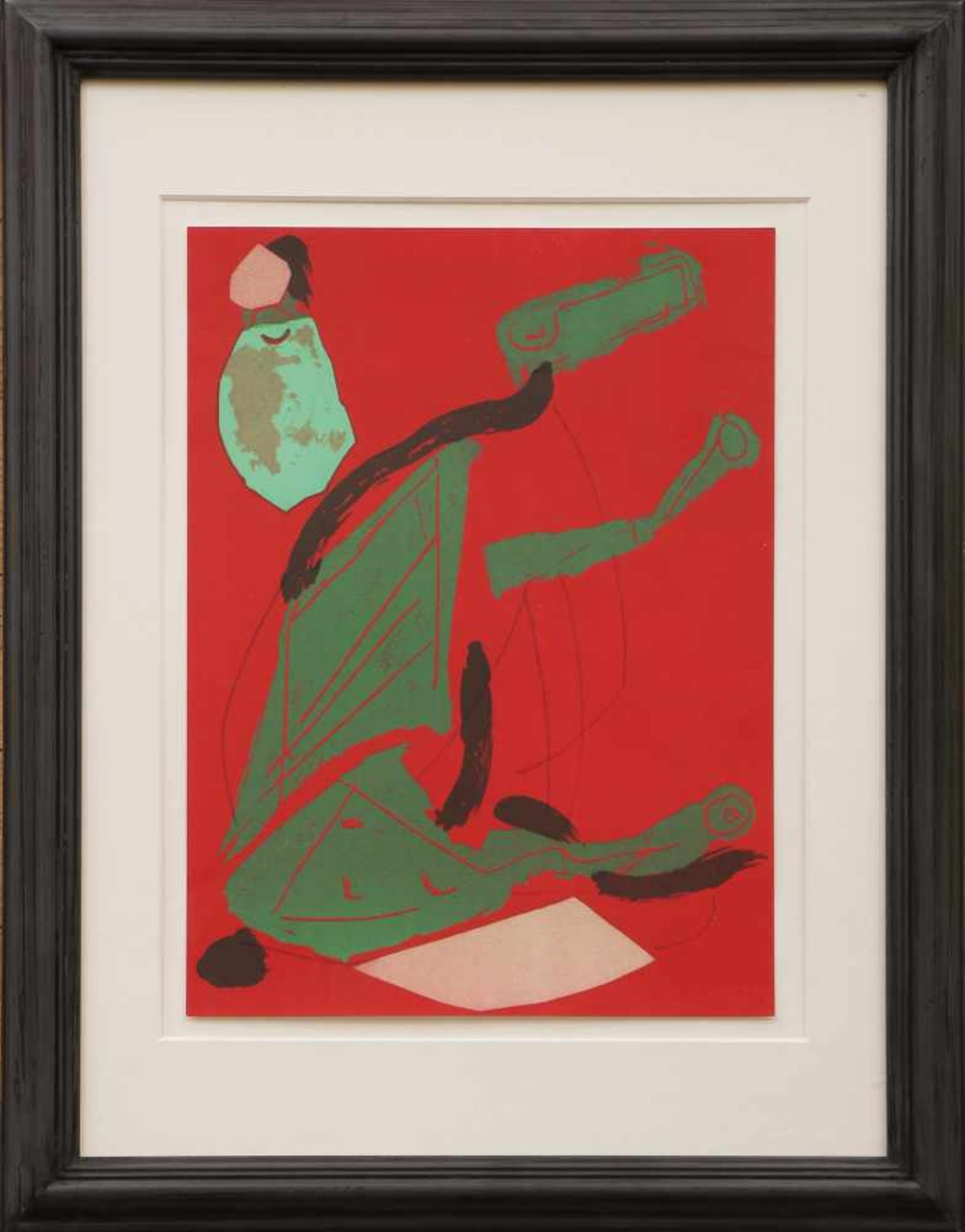 MARINO MARINI (1901 Pistoia-1980 Viareggio)Farblithographie, ¨Grünes Pferd auf rotem Grund¨ (