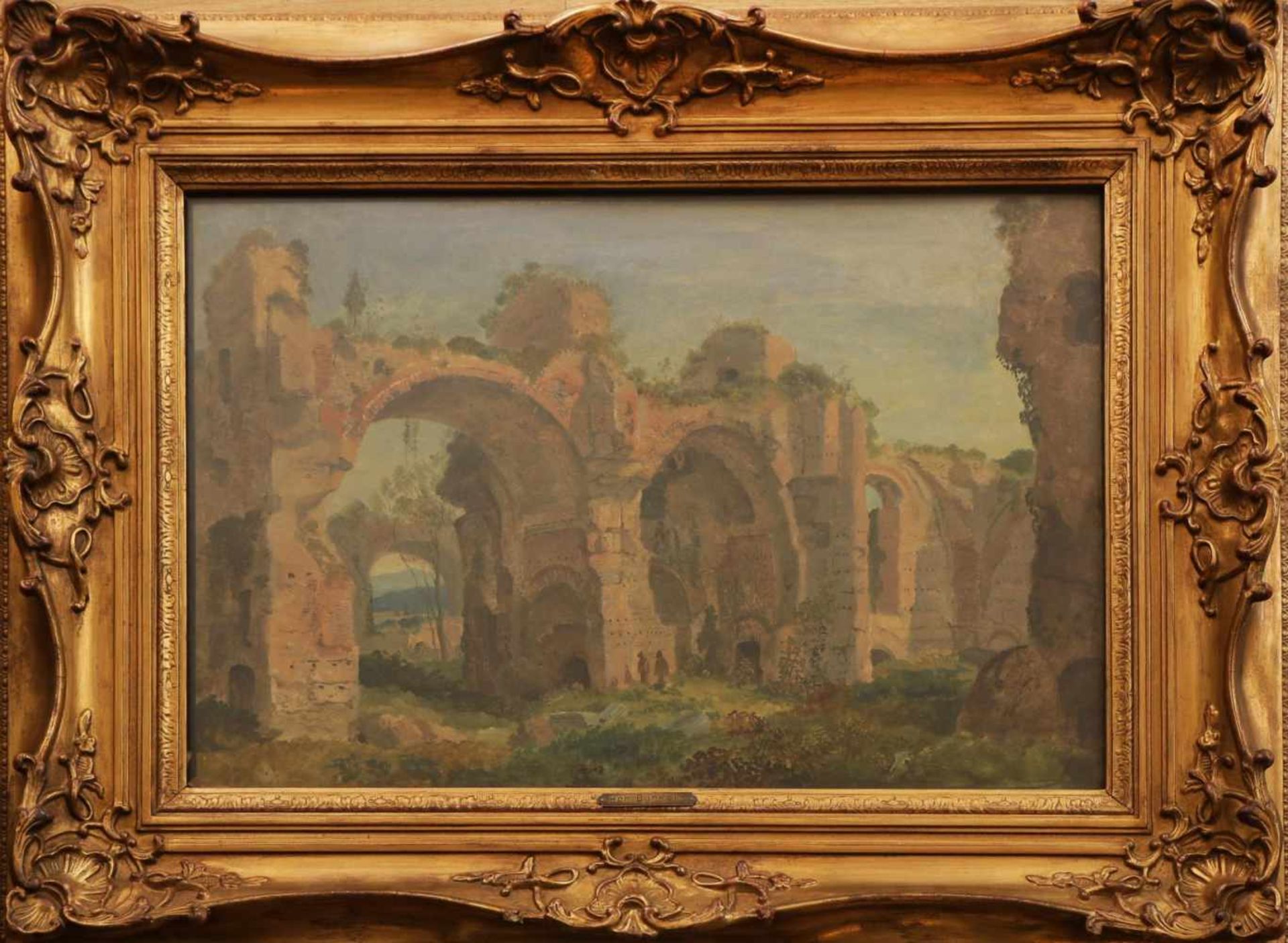 HEINRICH BÜRKEL (1802 Pirmasens/Rheinpfalz-1869 München)Öl auf Platte, ¨Südliche Landschaft mit