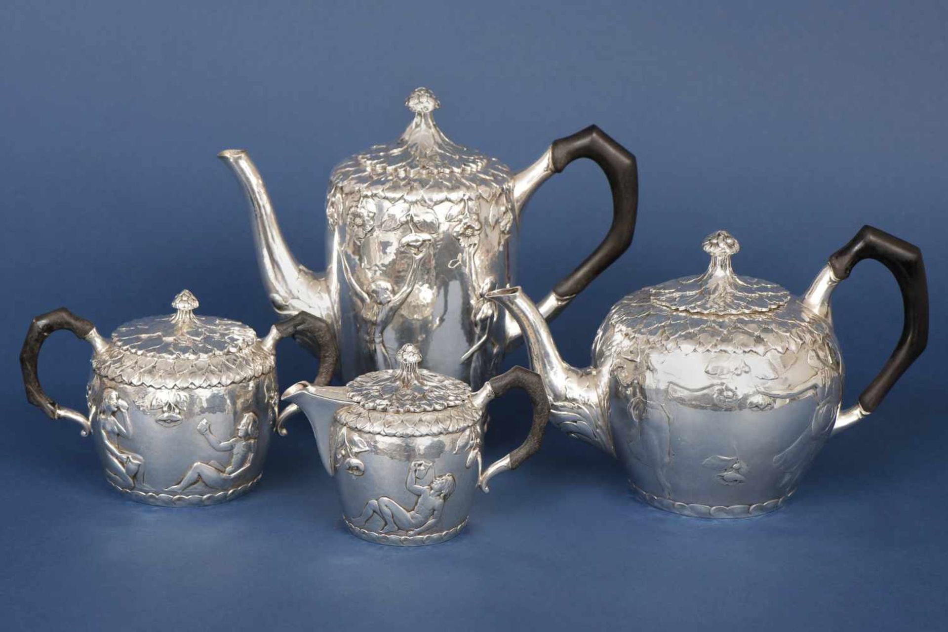 Silber-Kaffe- und TeeserviceSterling Silber, Dänemark, 1915, H. J. Christensen, Beschauzeichen