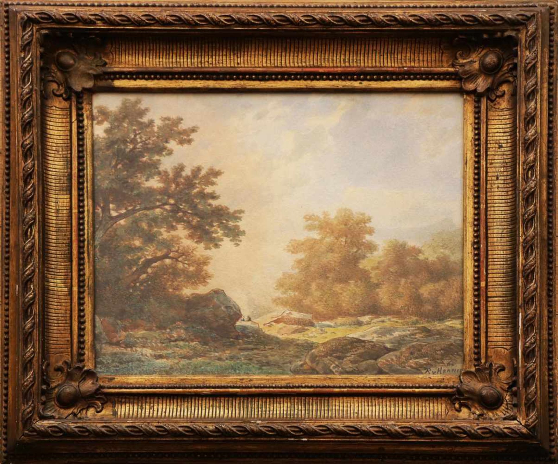 RIMIGIUS ADRIANUS VAN HAANEN (1812 Oosterhout-1894 Aussee)Aquarell auf Papier, ¨Felslandschaft mit