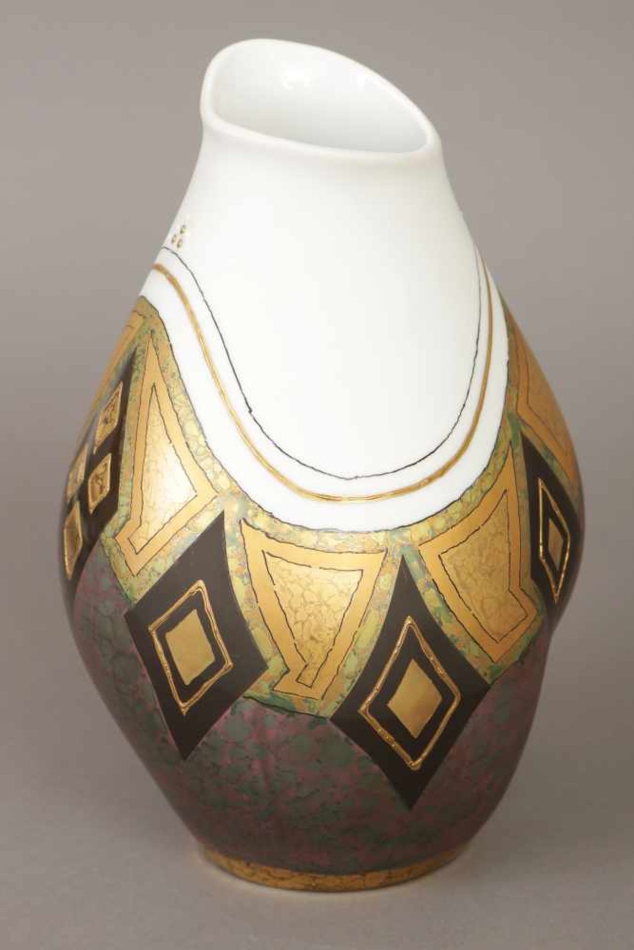 ROSENTHAL Vase1980er Jahre, Entwurf Helmut Drexler, bauchiger Korpus mit eingezogenem Fuß und leicht - Bild 2 aus 3