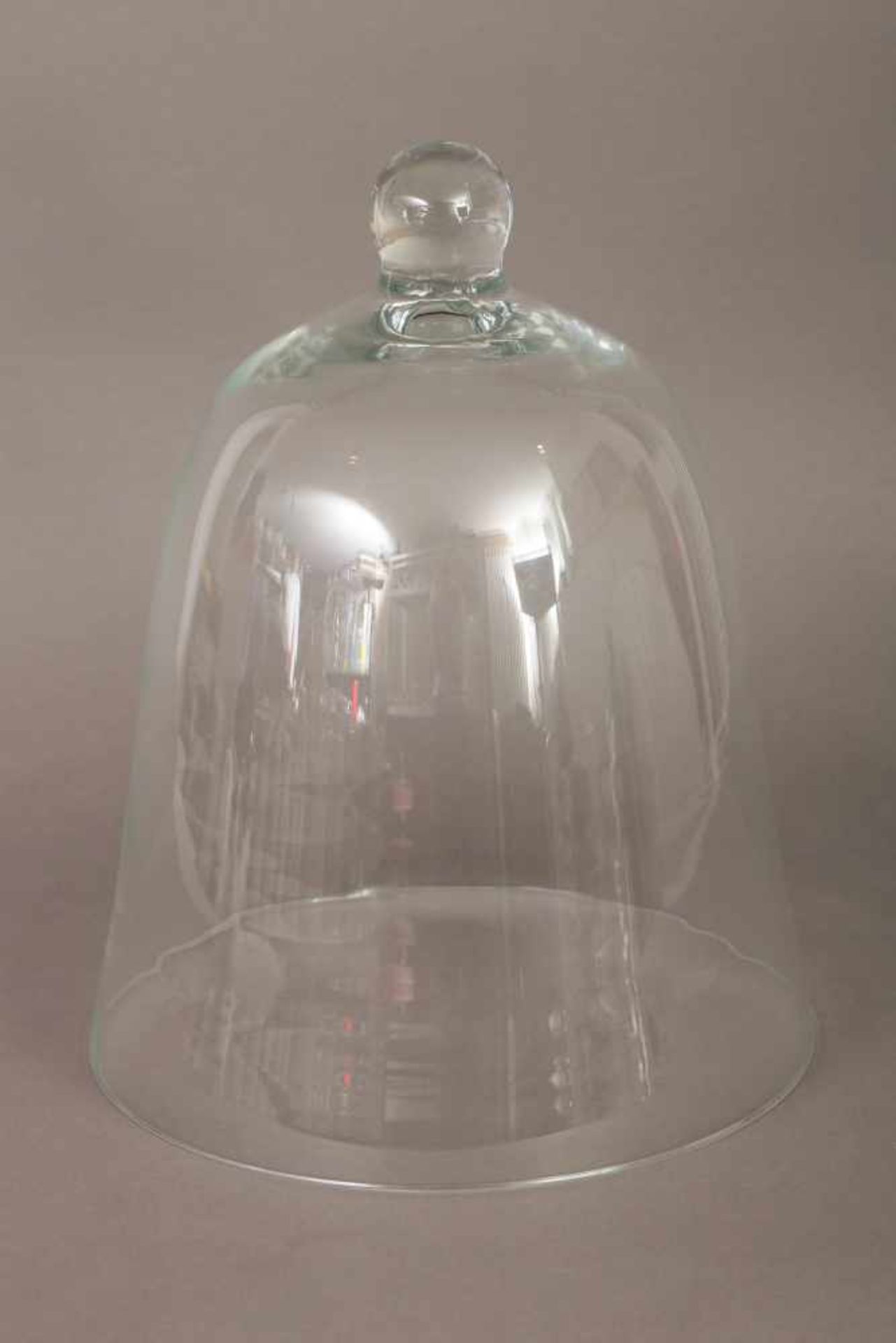 Haube/Glockefarbloses Glas, Kugelknauf, H ca. 40cm